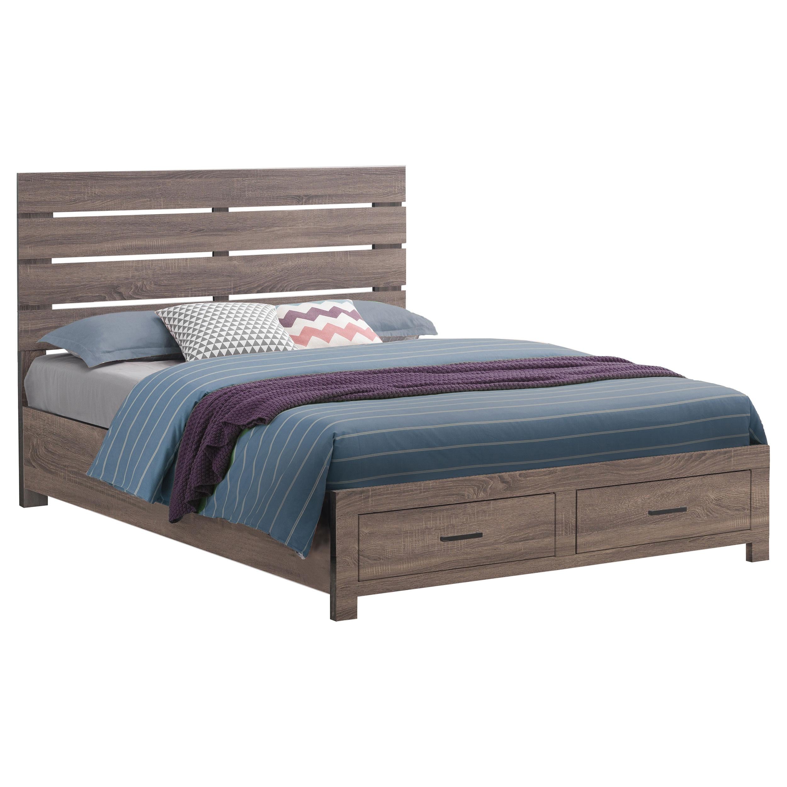 Coaster Furniture Brantford 207040KE Wood Eastern King Storage Panel Bed - Barrel Oak - Image 2
