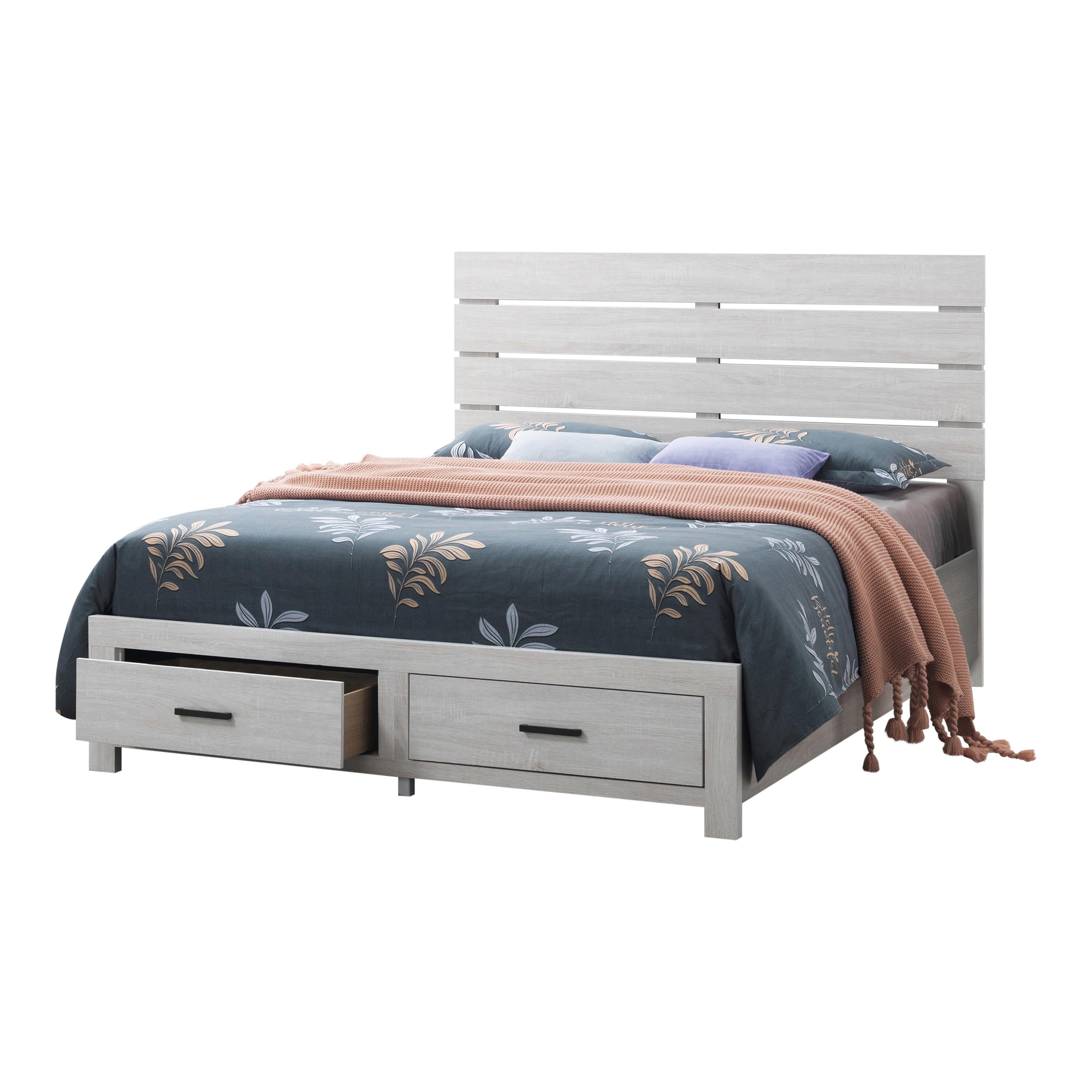 Coaster Furniture Brantford 207050Q Wood Queen Storage Panel Bed - Coastal White - Image 1