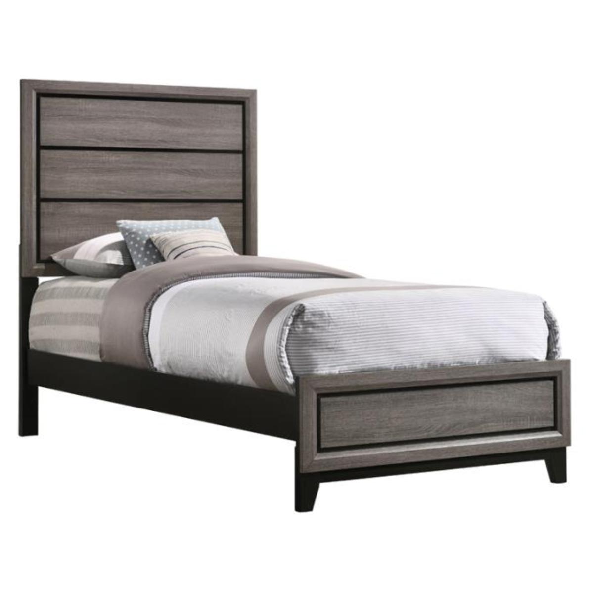 Coaster Furniture Watson 212421T Wood Twin Panel Bed - Grey Oak - Image 1