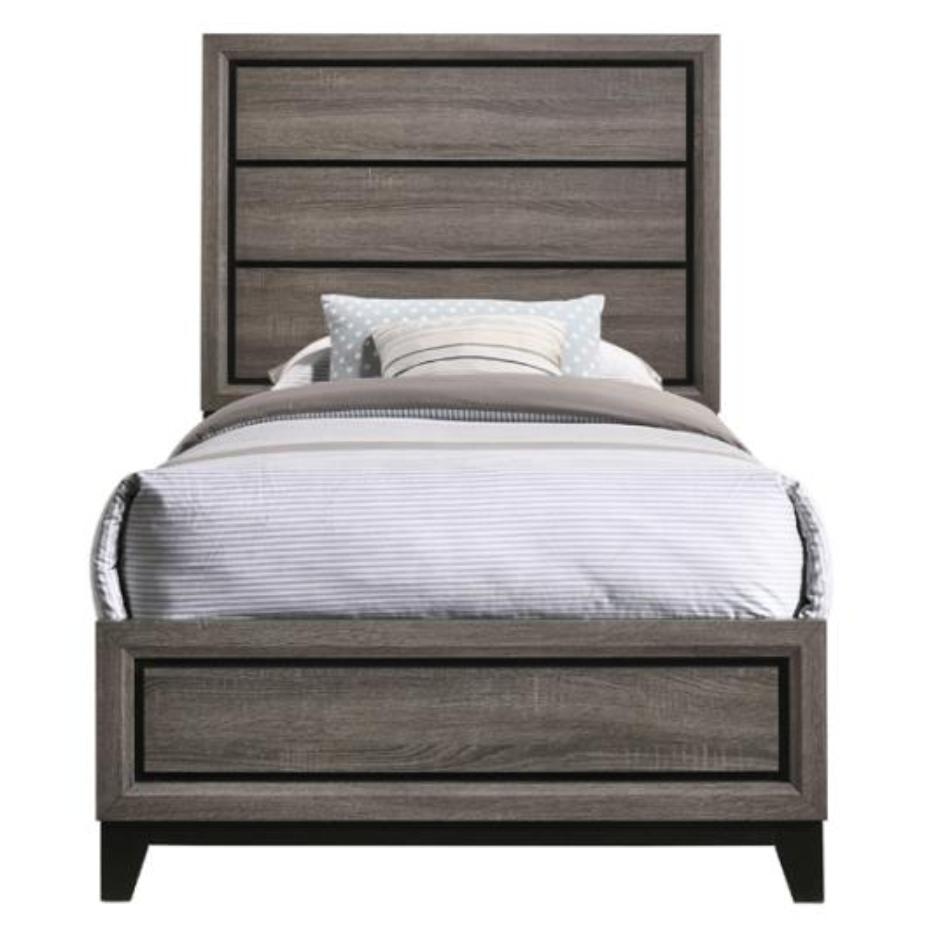 Coaster Furniture Watson 212421T Wood Twin Panel Bed - Grey Oak - Image 2
