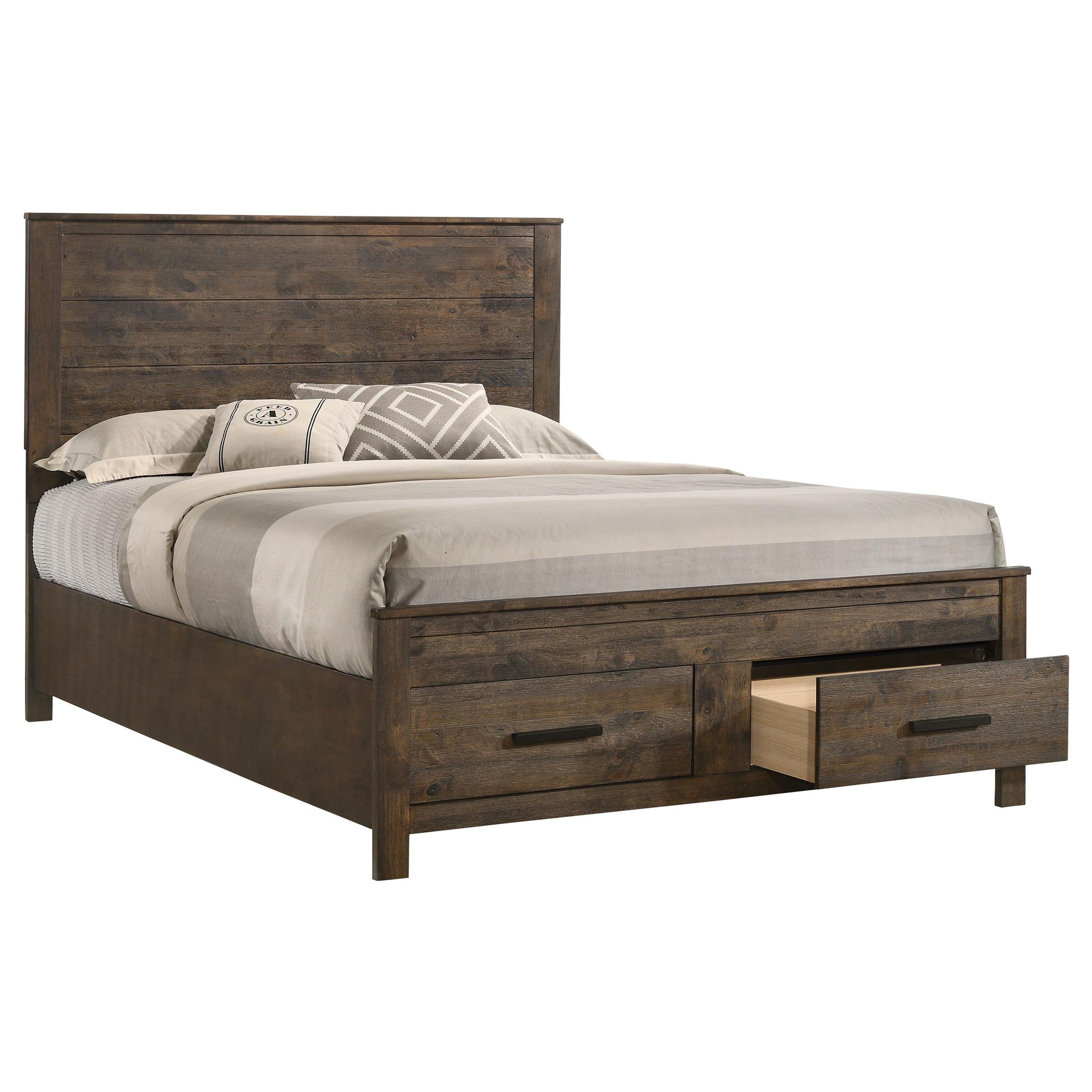 Coaster Furniture Woodmont 222631Q Wood Queen Storage Panel Bed - Rustic Golden Brown - Image 2