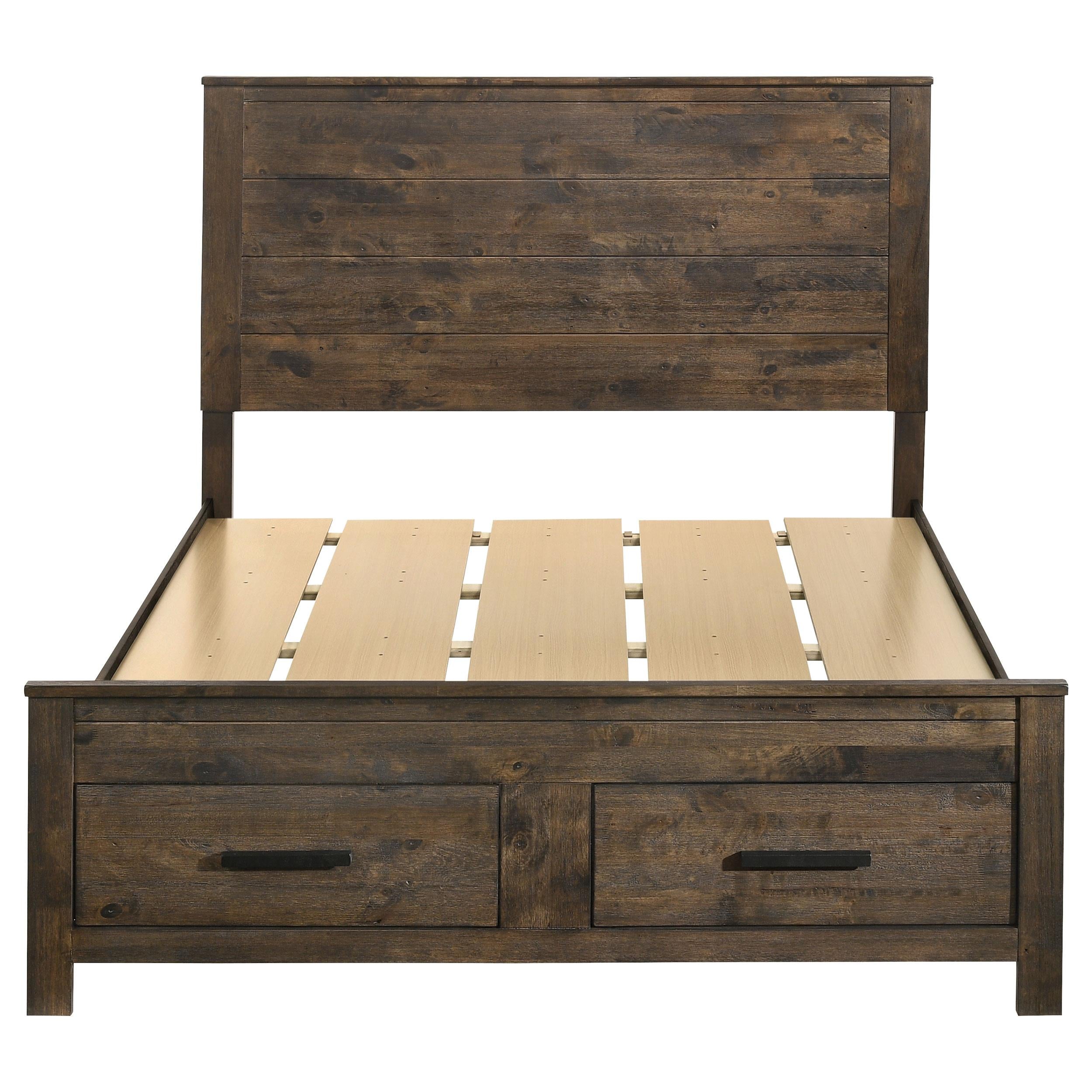 Coaster Furniture Woodmont 222631Q Wood Queen Storage Panel Bed - Rustic Golden Brown - Image 3