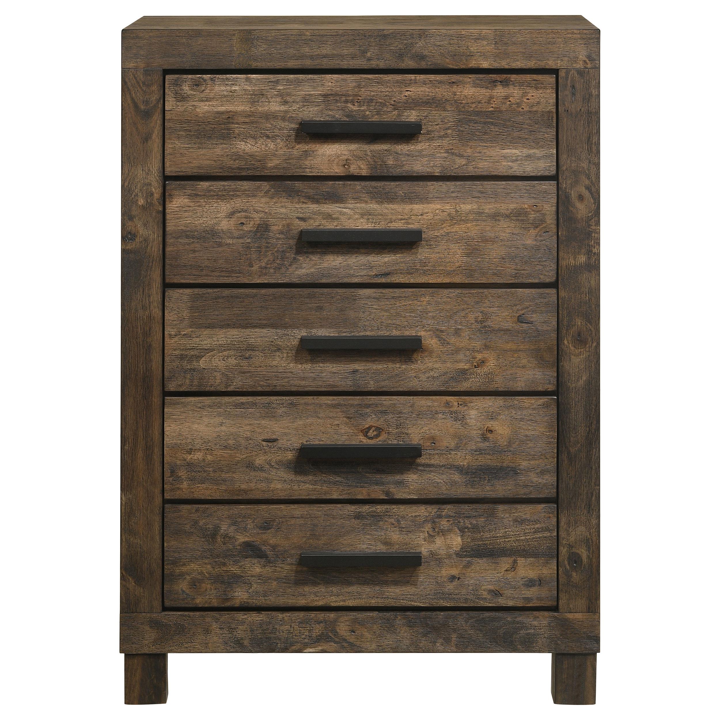 Coaster Furniture Woodmont 222635 5-Drawer Bedroom Chest - Rustic Golden Brown - Image 2