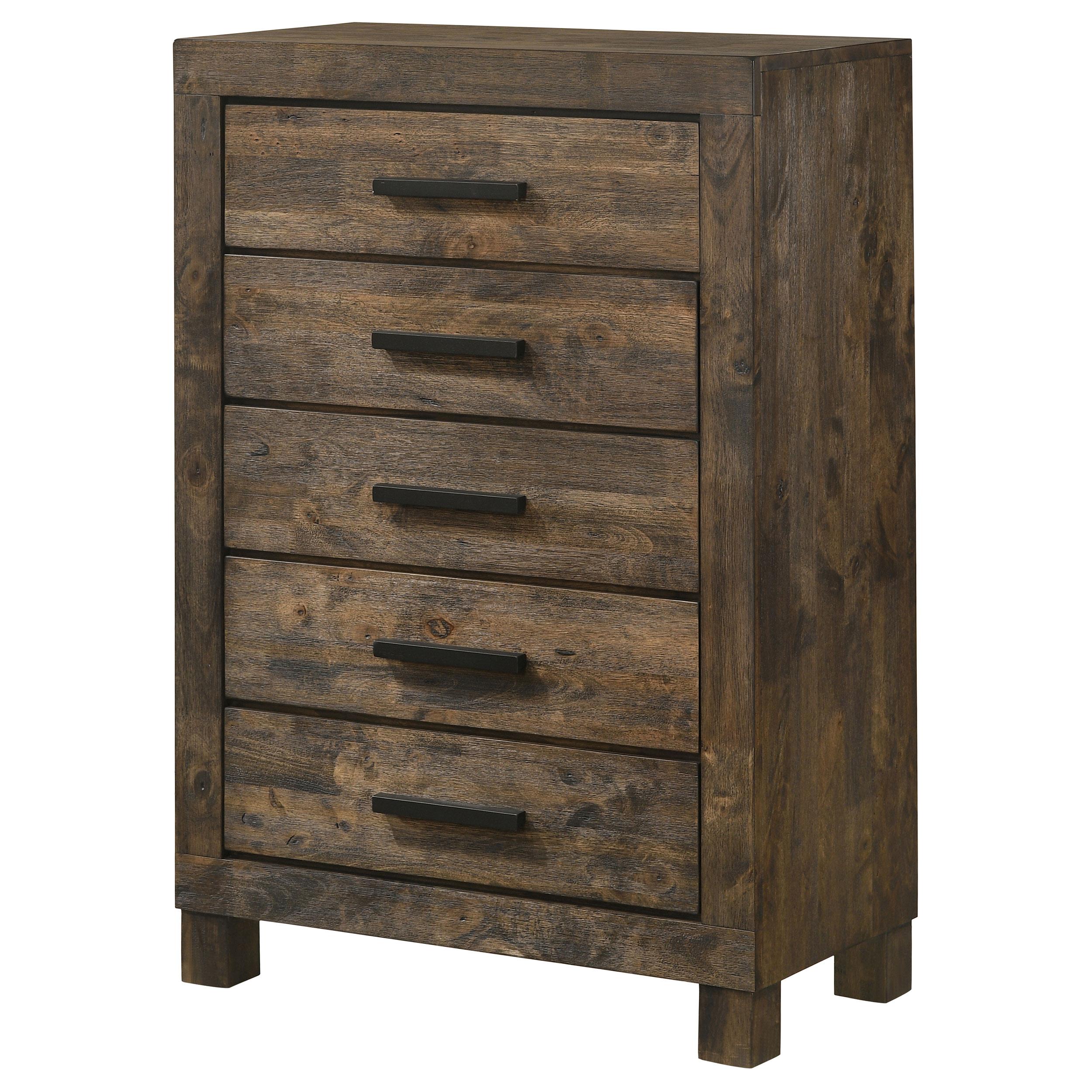 Coaster Furniture Woodmont 222635 5-Drawer Bedroom Chest - Rustic Golden Brown - Image 3