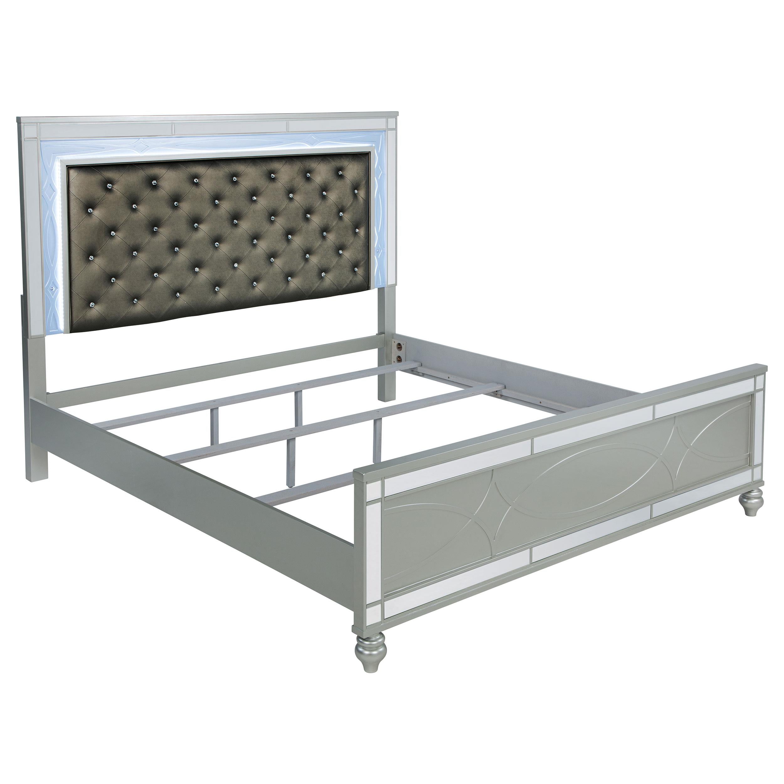 Coaster Furniture Gunnison 223211KE Wood Eastern King LED Panel Bed - Silver Metallic - Image 1