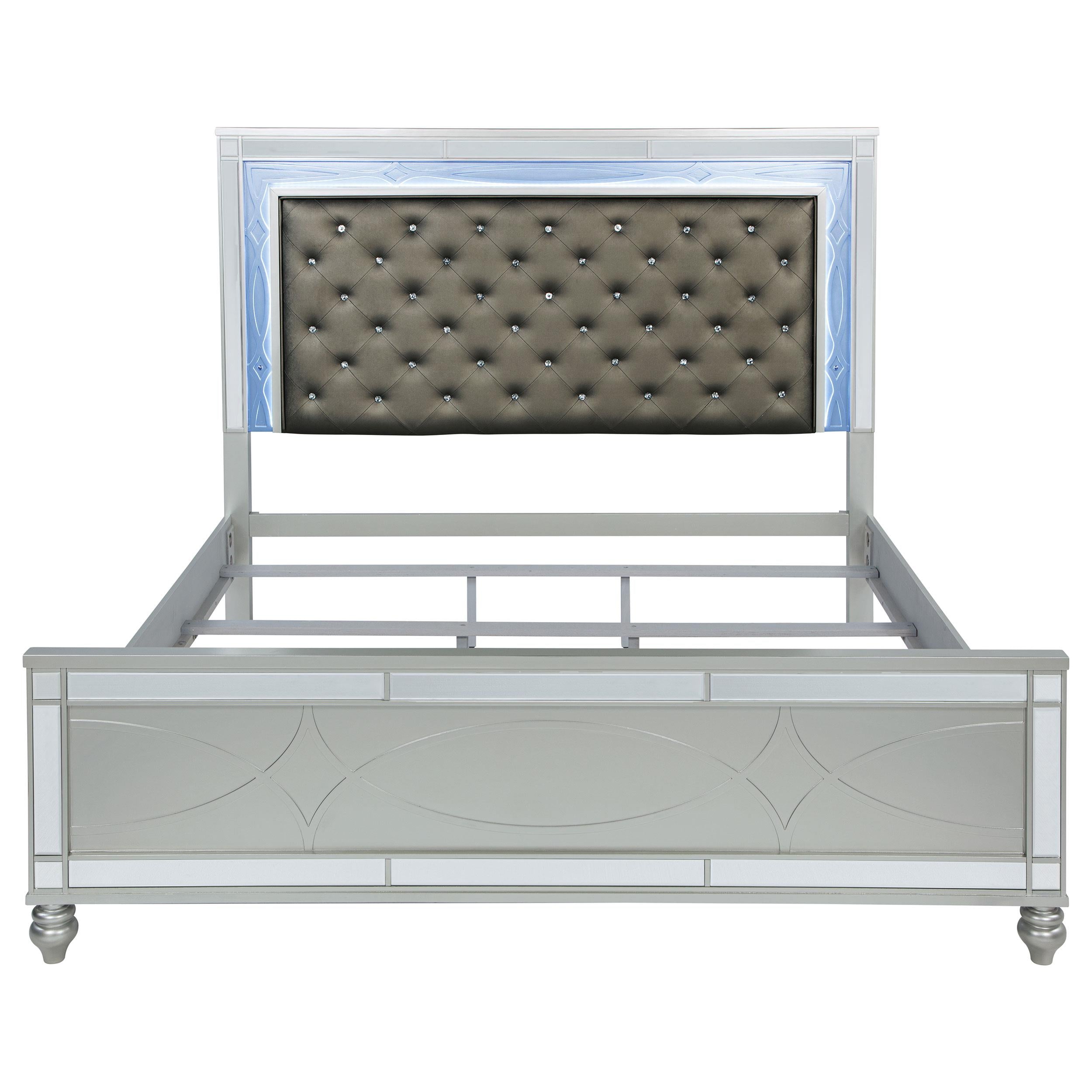 Coaster Furniture Gunnison 223211KE Wood Eastern King LED Panel Bed - Silver Metallic - Image 3