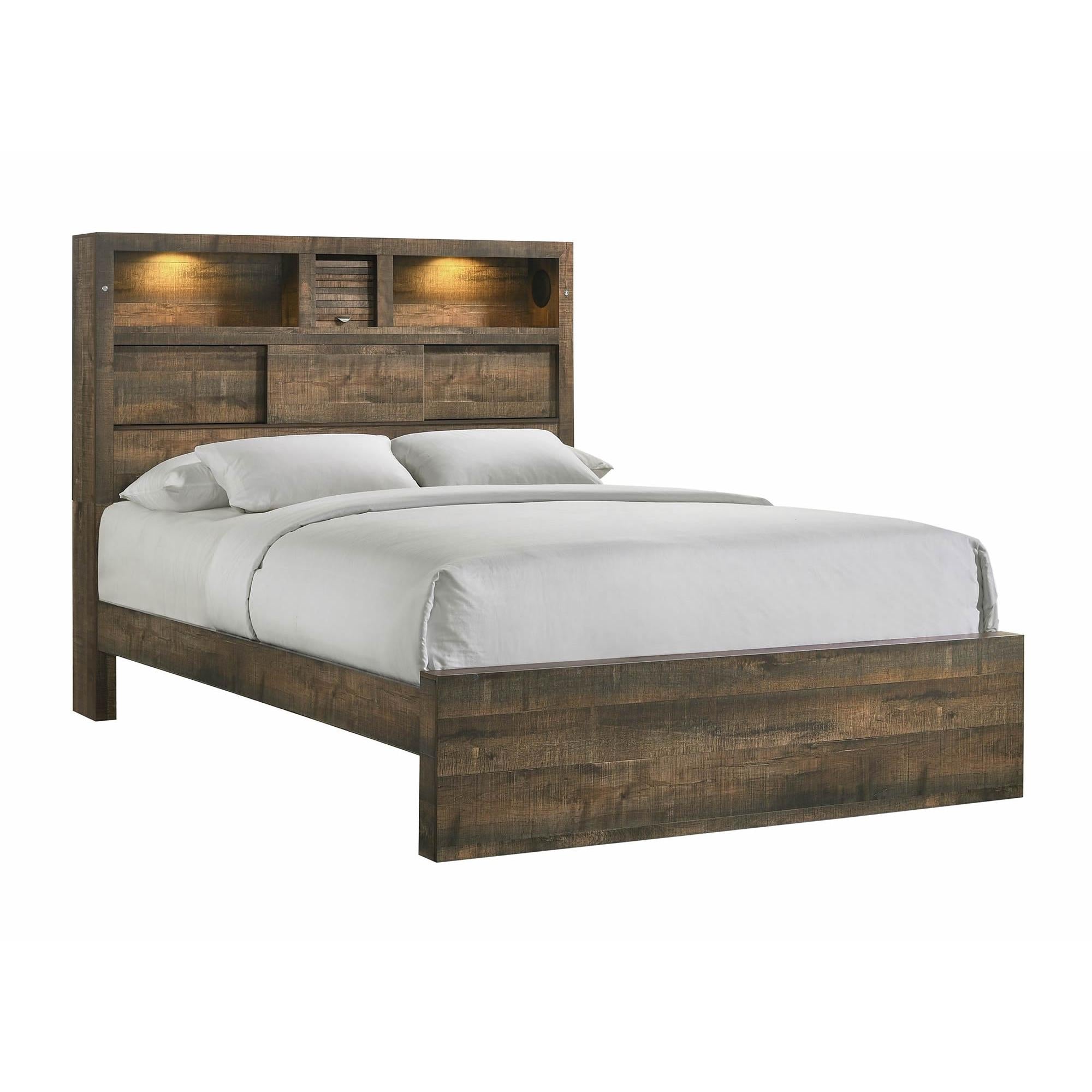 Elements International Bailey BY520KB King Bookcase Bed with Bluetooth - Image 1