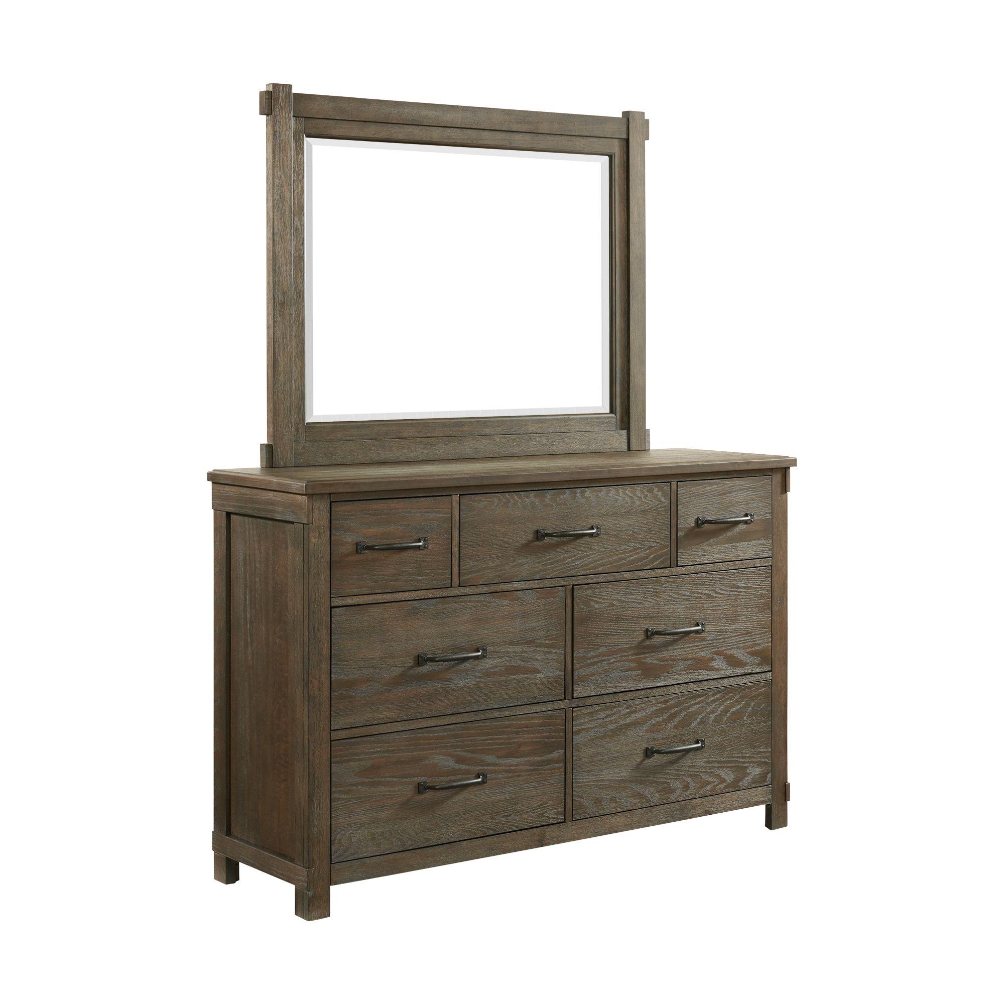 Elements International Scott SC300DRMR Dresser with Mirror Set - Walnut - Image 1