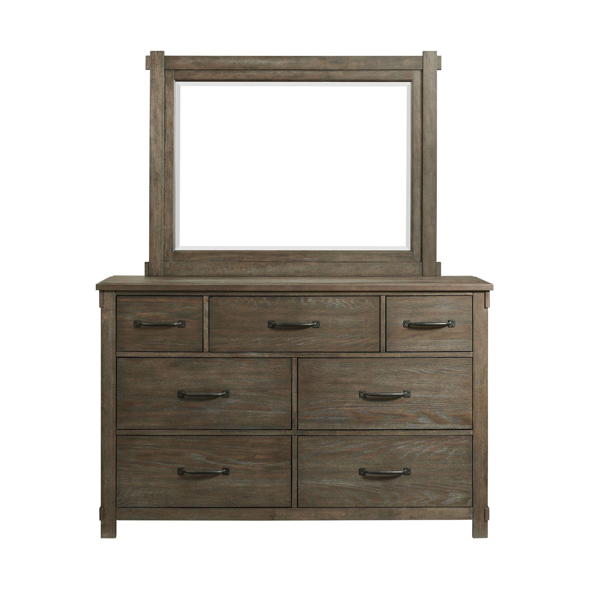 Elements International Scott SC300DRMR Dresser with Mirror Set - Walnut - Image 2