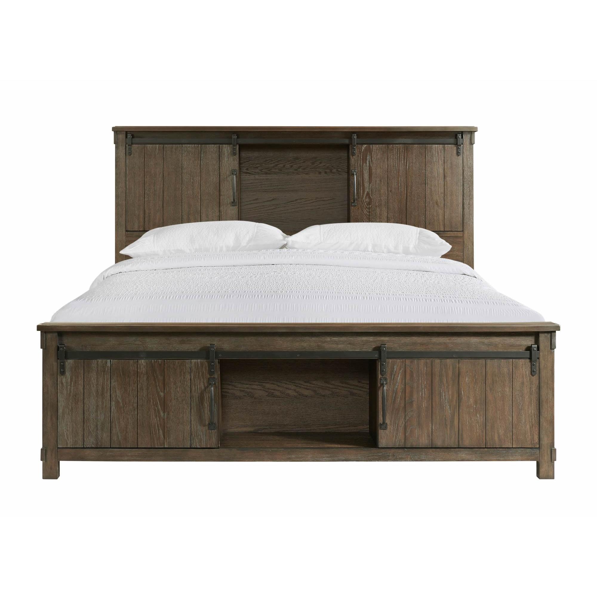 Elements International Scott SC370KB King Platform Storage Bed - Walnut - Image 2