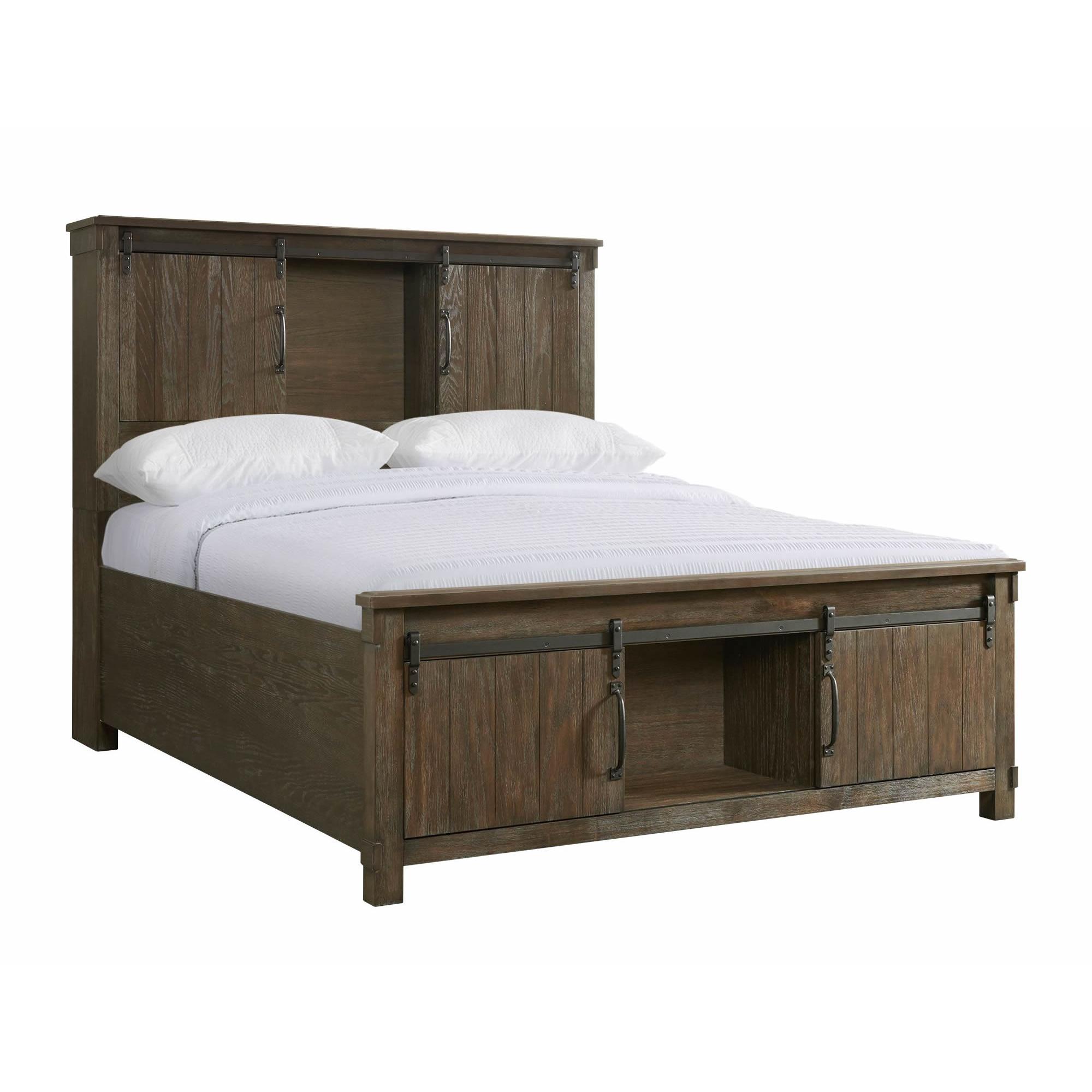 Elements International Scott SC370QB Queen Platform Storage Bed - Walnut - Image 1