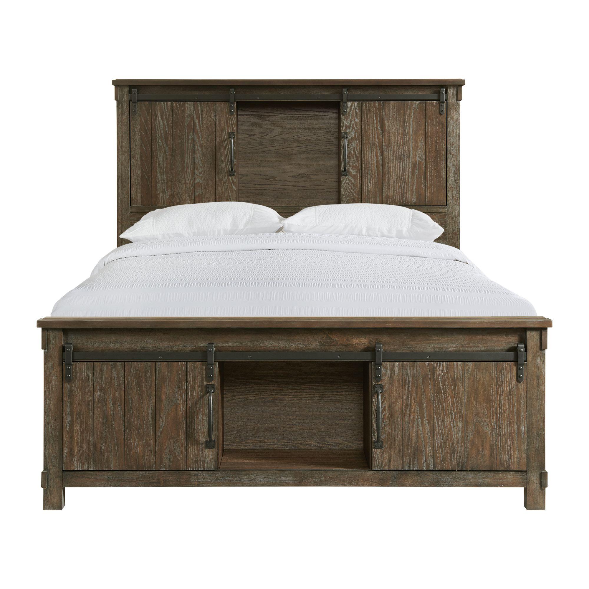 Elements International Scott SC370QB Queen Platform Storage Bed - Walnut - Image 2