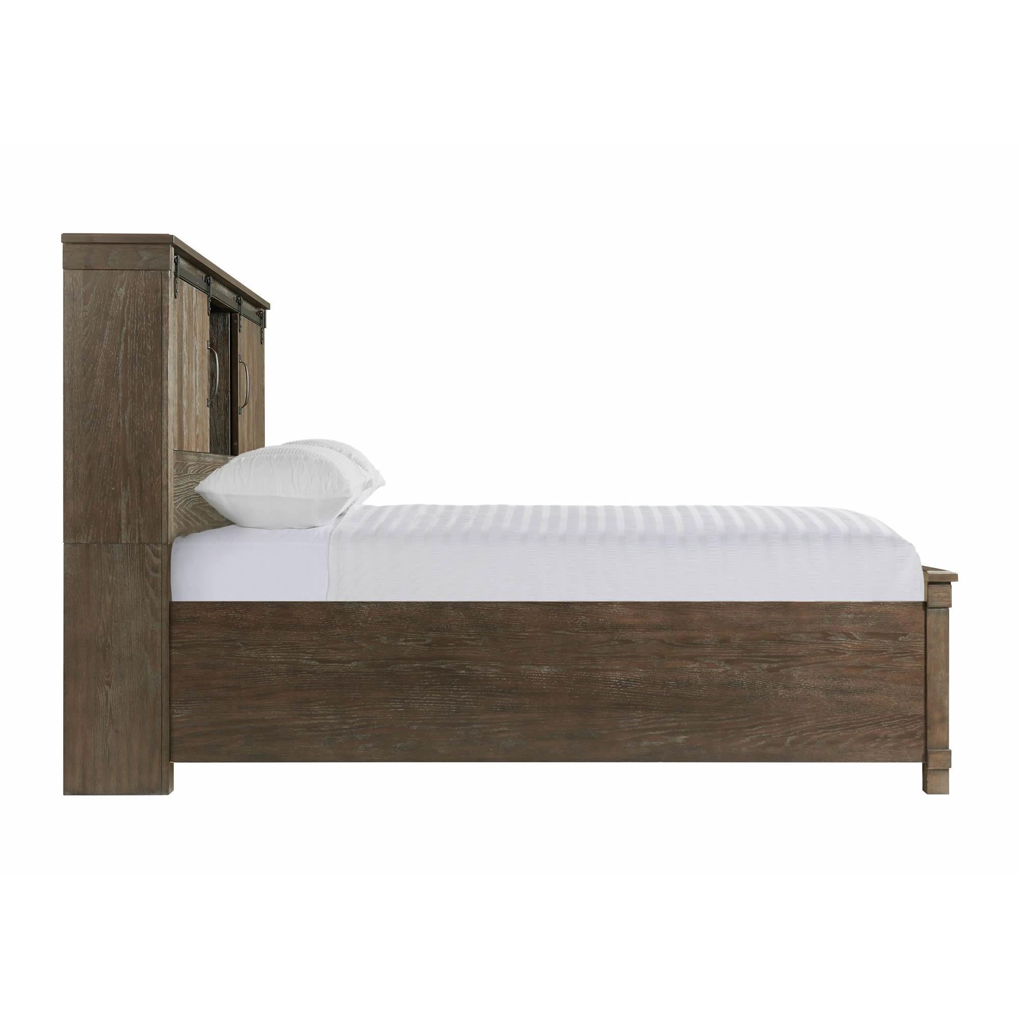 Elements International Scott SC370QB Queen Platform Storage Bed - Walnut - Image 3