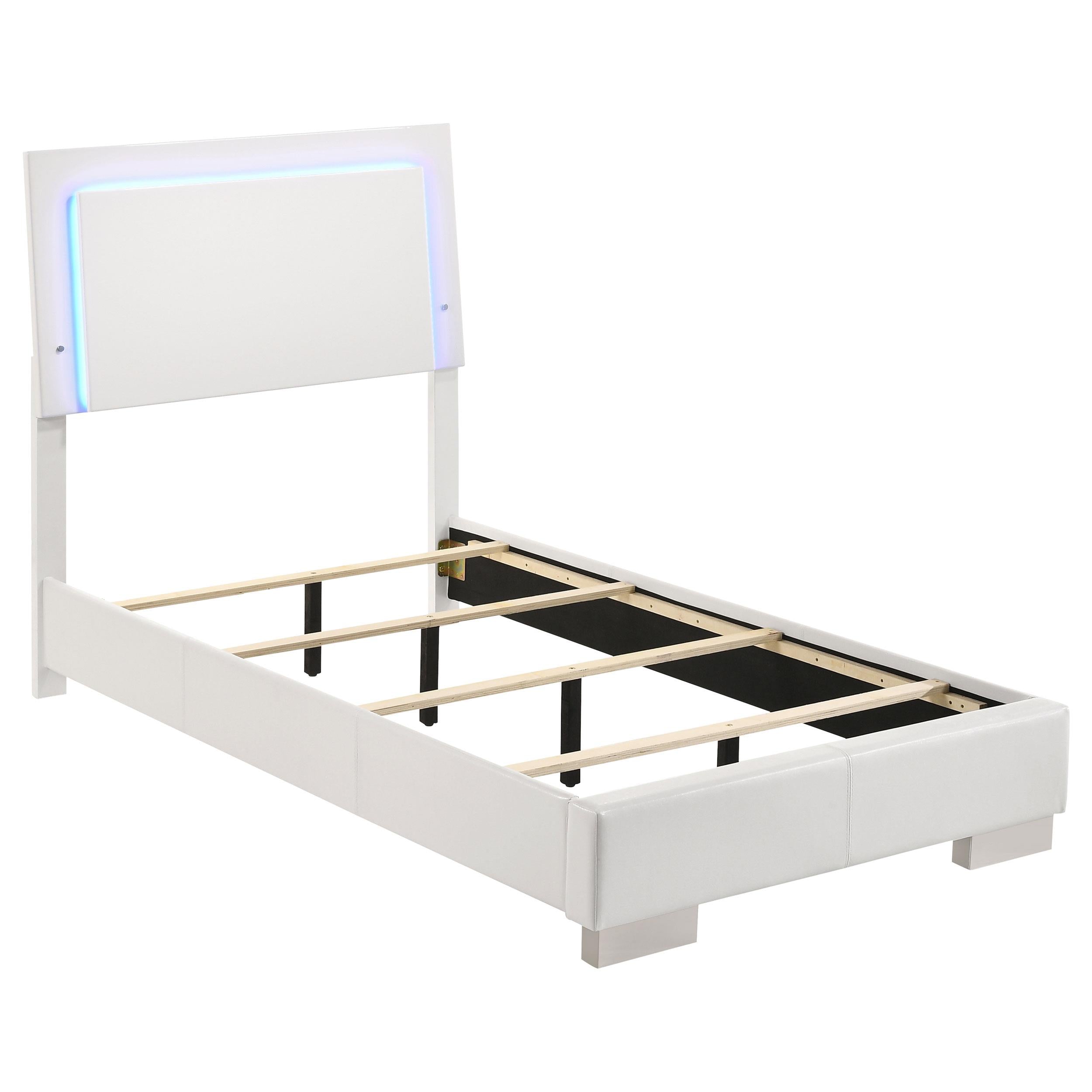 Coaster Furniture Felicity 203500T Wood Twin LED Panel Bed - White High Gloss - Image 1