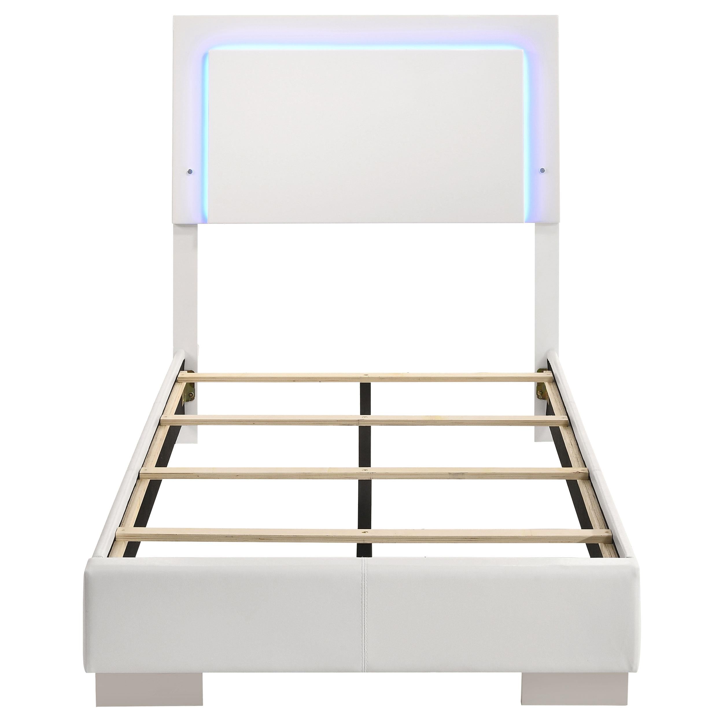Coaster Furniture Felicity 203500T Wood Twin LED Panel Bed - White High Gloss - Image 3