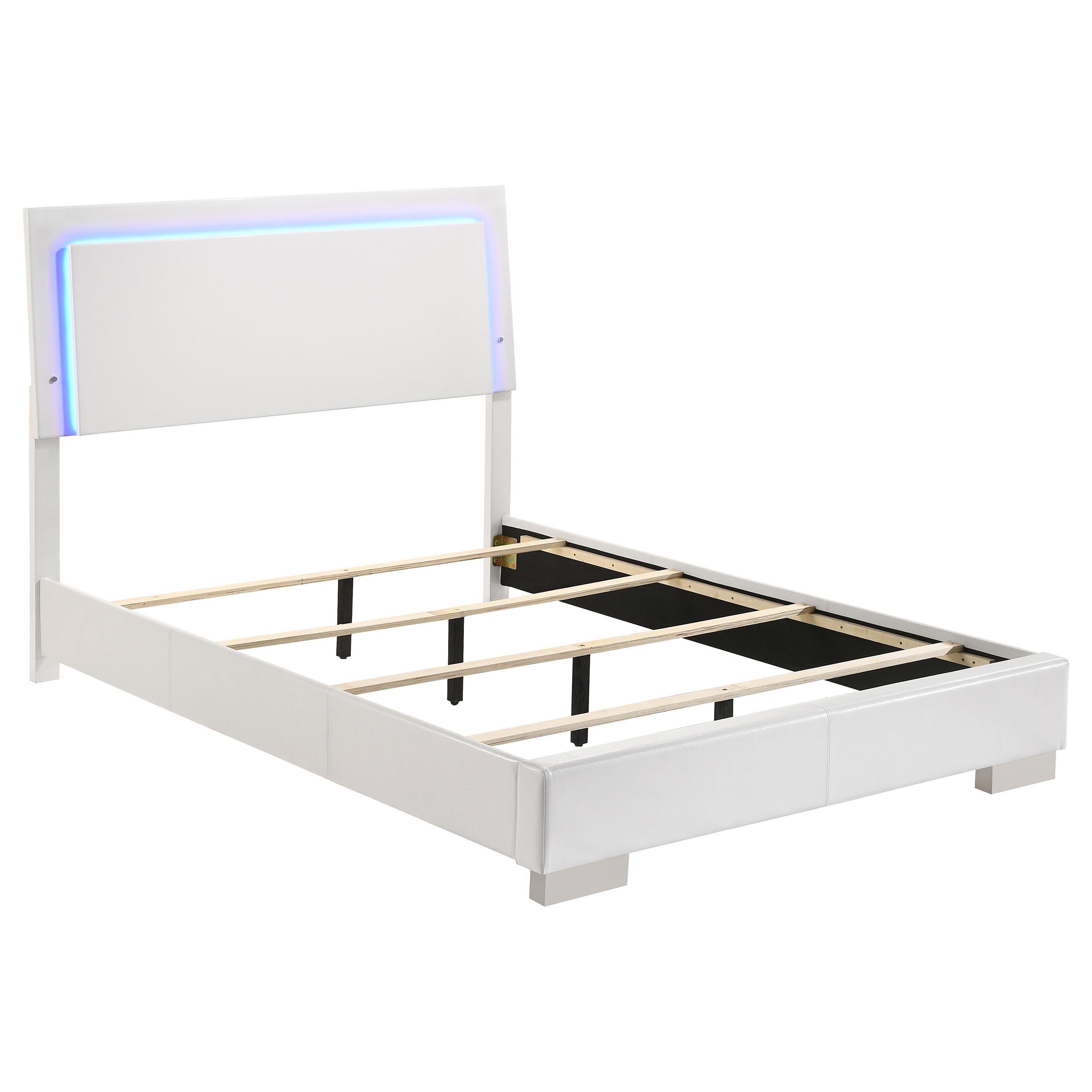 Coaster Furniture Felicity 203500F Wood Full LED Panel Bed - White High Gloss - Image 1
