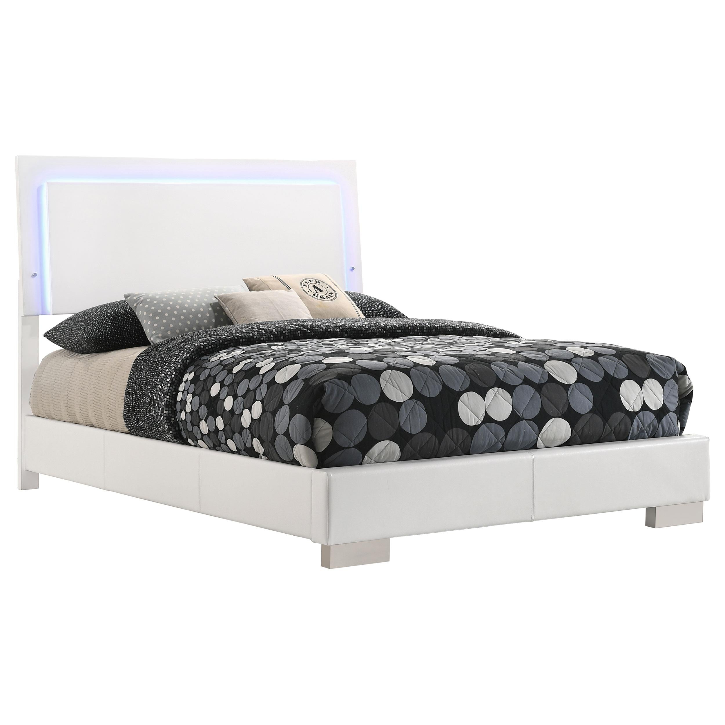 Coaster Furniture Felicity 203500F Wood Full LED Panel Bed - White High Gloss - Image 2