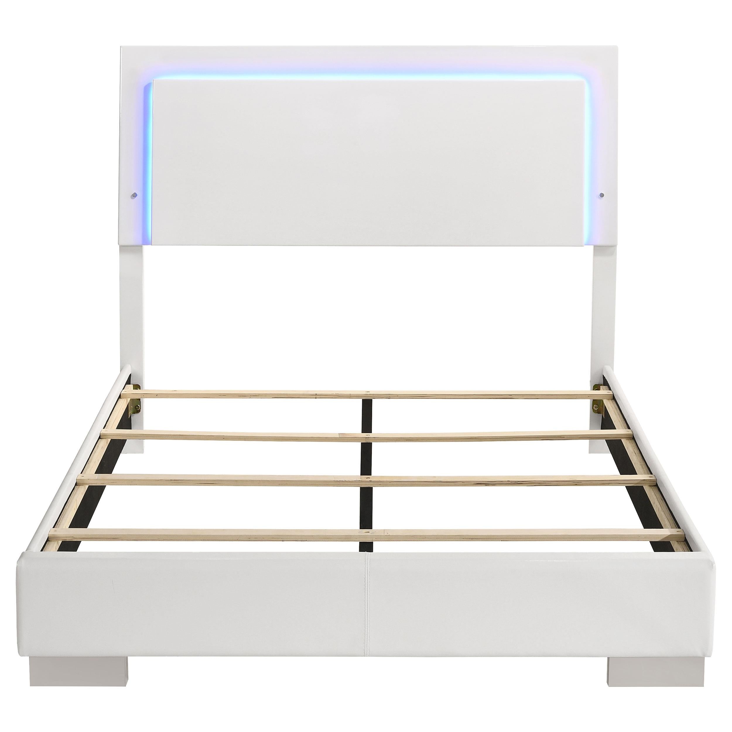 Coaster Furniture Felicity 203500F Wood Full LED Panel Bed - White High Gloss - Image 3