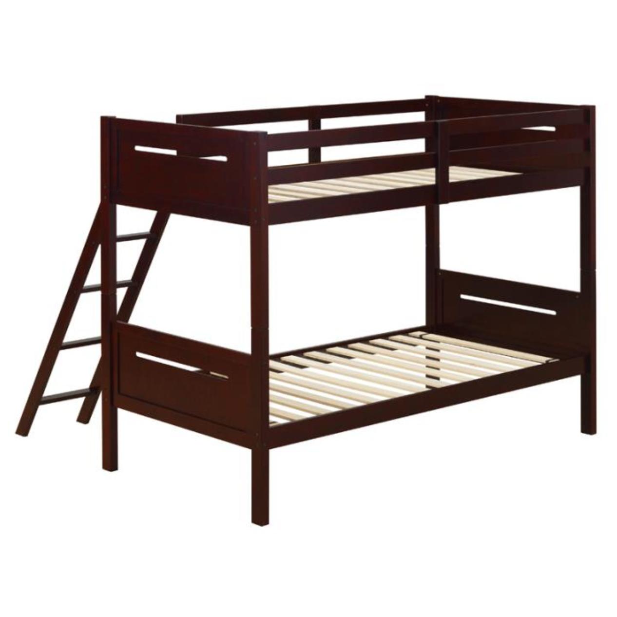 Coaster Furniture Littleton 405051BRN Wood Twin Over Twin Bunk Bed - Espresso - Image 2