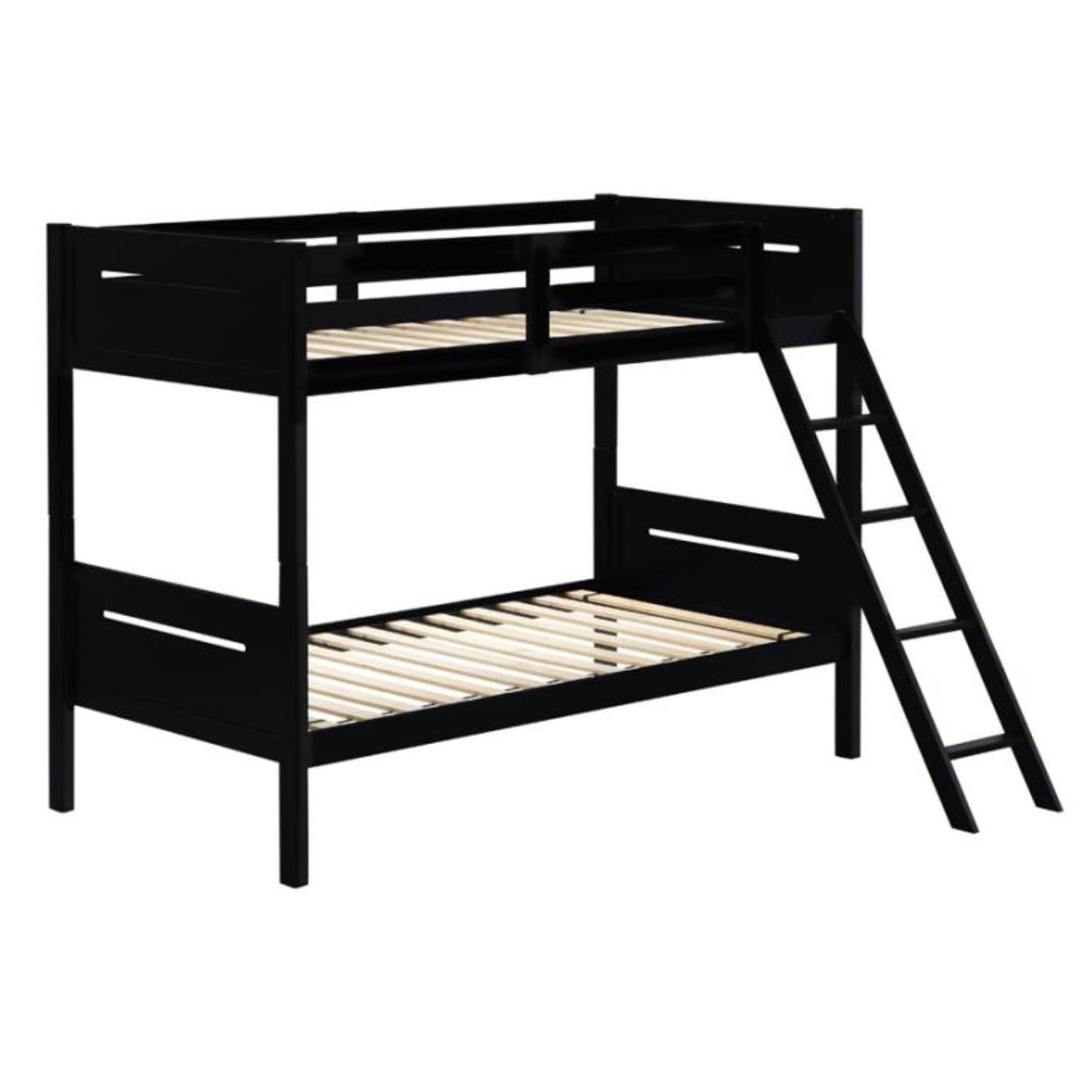 Coaster Furniture Littleton 405051BLK Wood Twin Over Twin Bunk Bed - Black - Image 1
