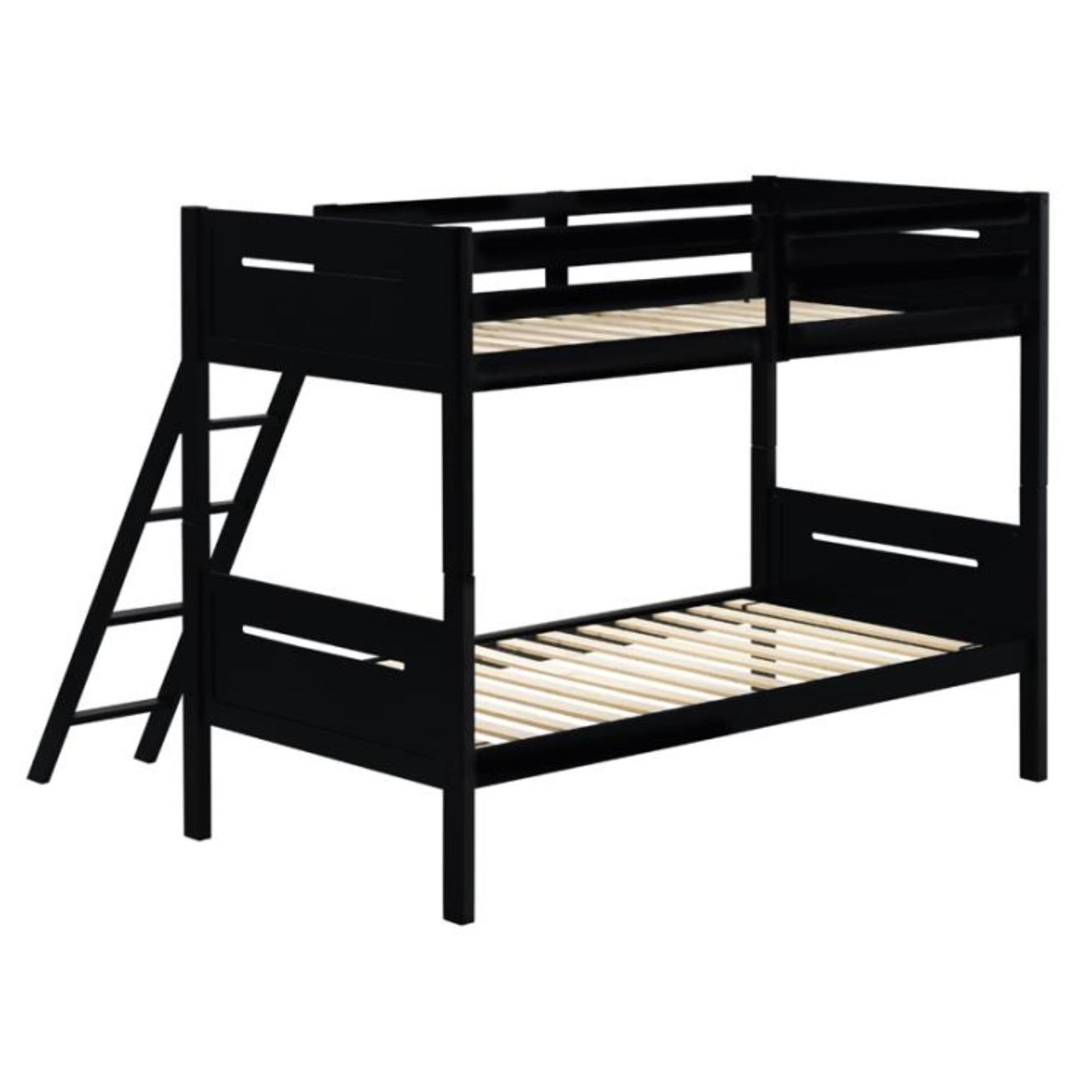 Coaster Furniture Littleton 405051BLK Wood Twin Over Twin Bunk Bed - Black - Image 2