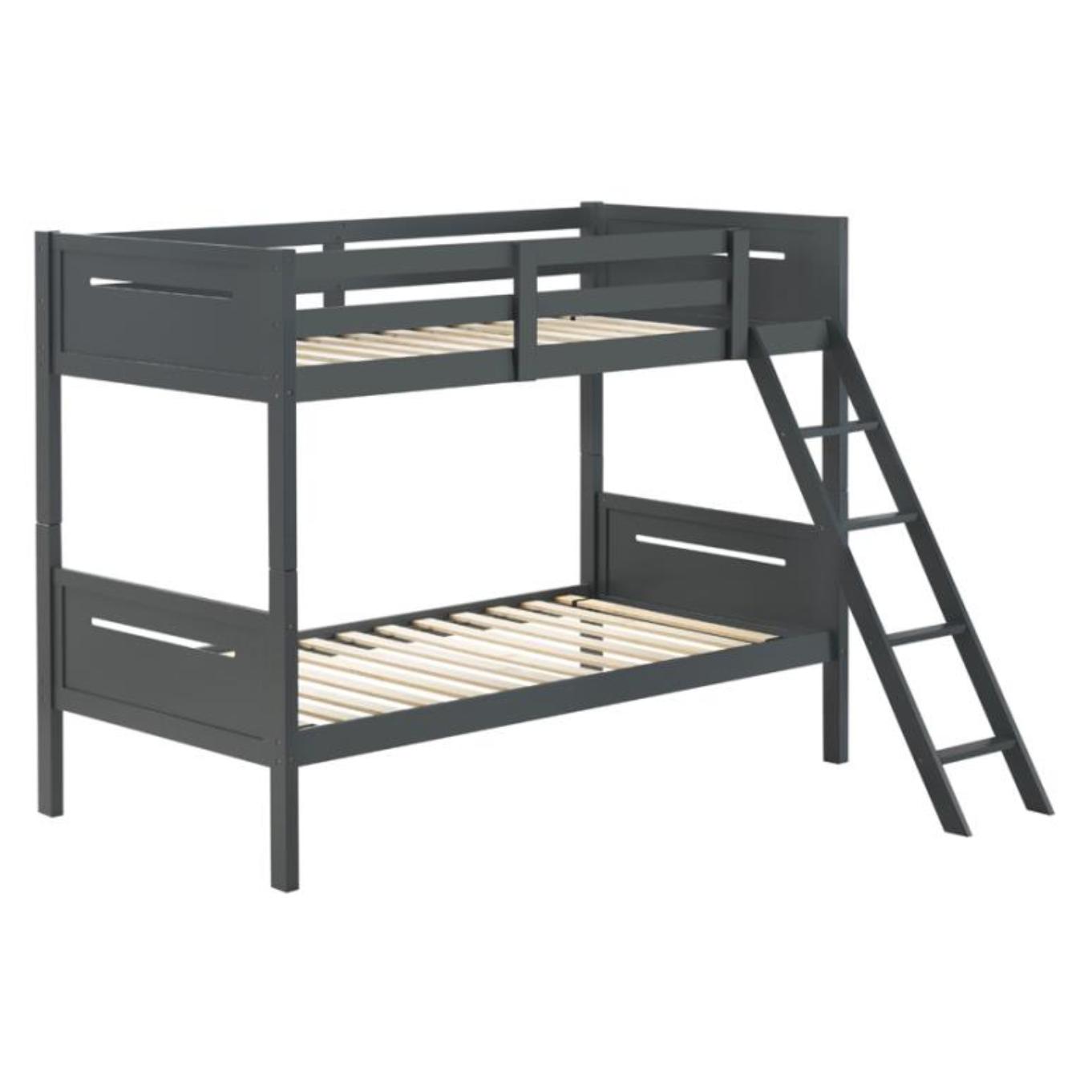 Coaster Furniture Littleton 405051GRY Wood Twin Over Twin Bunk Bed - Grey - Image 1