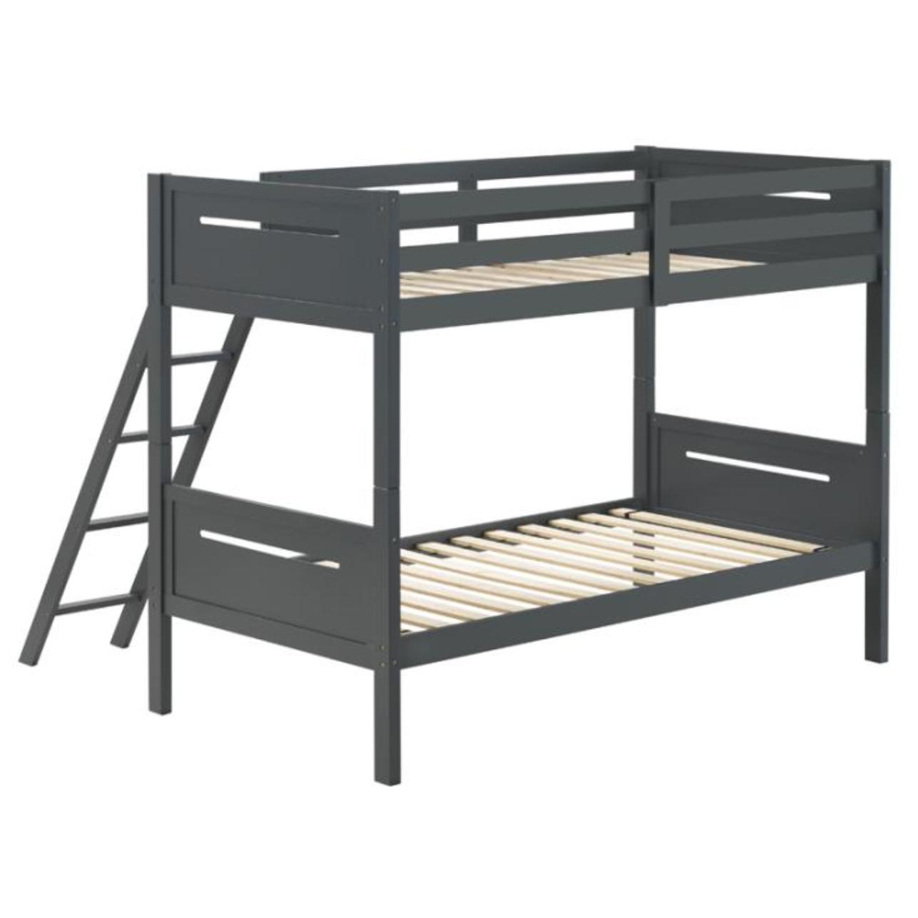 Coaster Furniture Littleton 405051GRY Wood Twin Over Twin Bunk Bed - Grey - Image 2