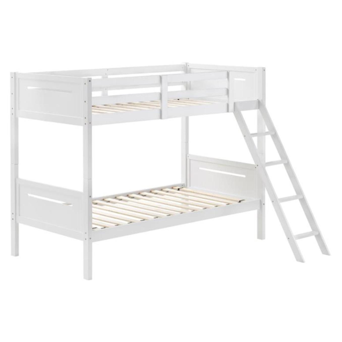 Coaster Furniture Littleton 405051WHT Wood Twin Over Twin Bunk Bed - White - Image 1
