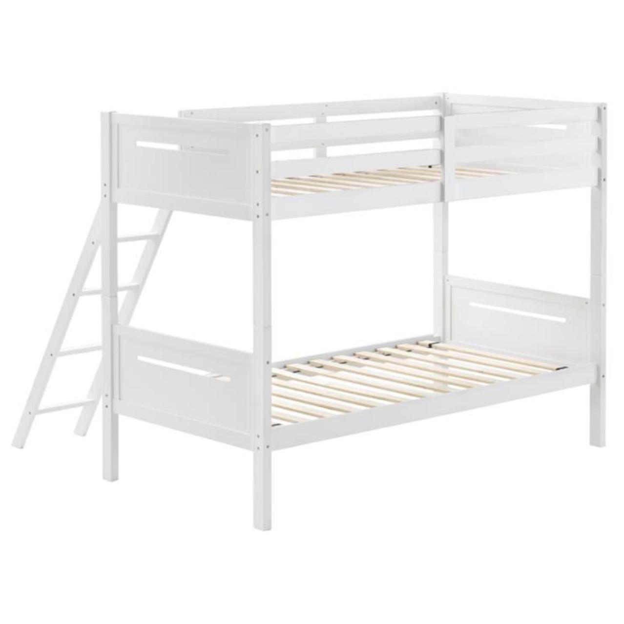 Coaster Furniture Littleton 405051WHT Wood Twin Over Twin Bunk Bed - White - Image 2