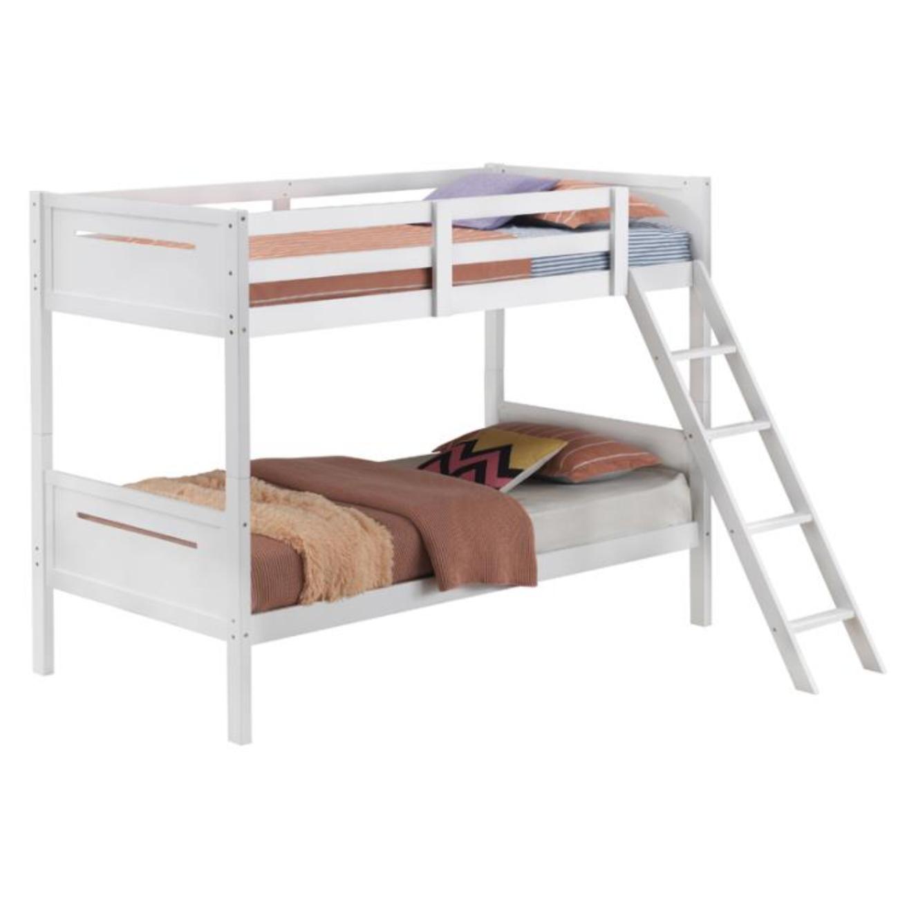 Coaster Furniture Littleton 405051WHT Wood Twin Over Twin Bunk Bed - White - Image 3