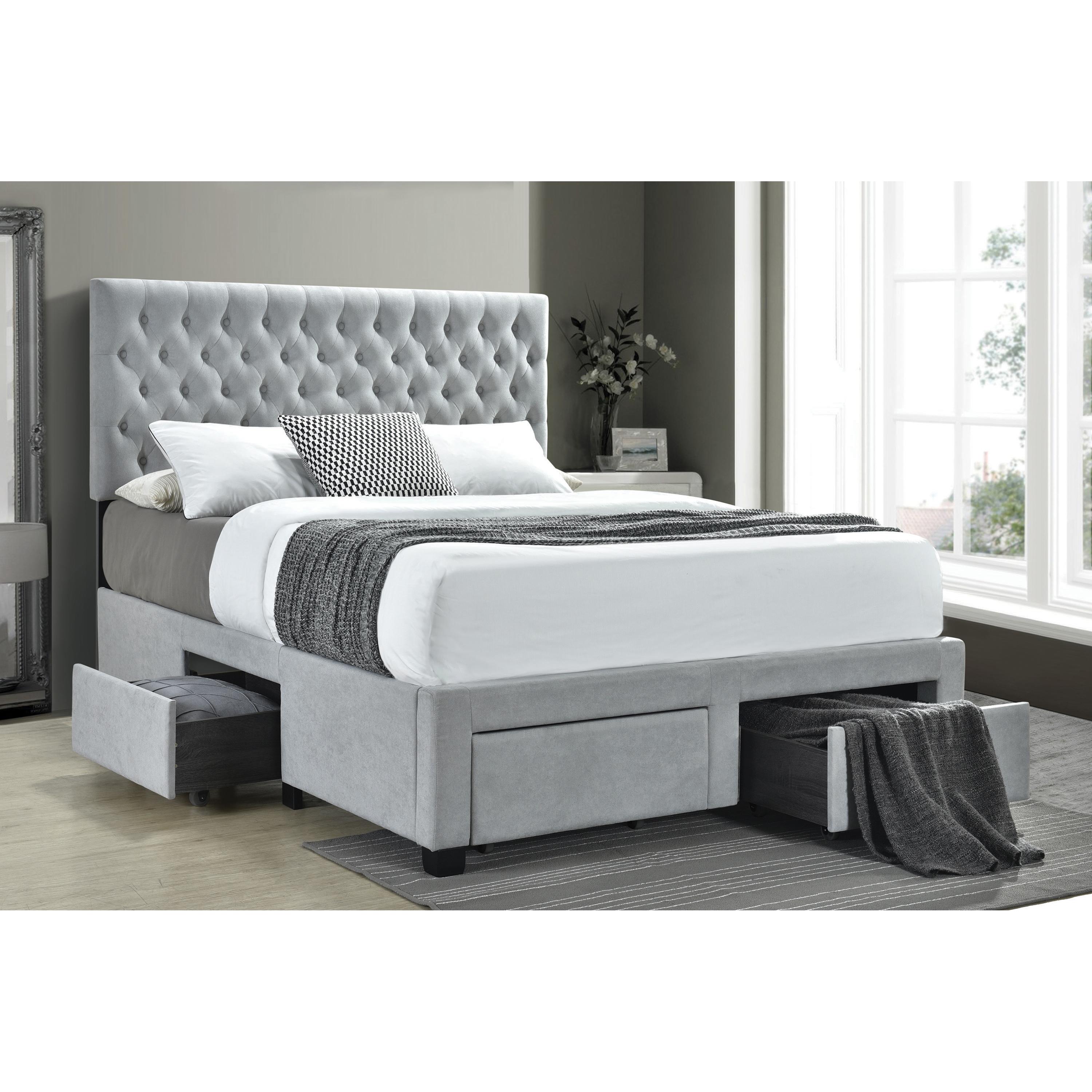 Coaster Furniture Soledad 305878Q Upholstered Queen Storage Panel Bed - Light Grey - Image 2