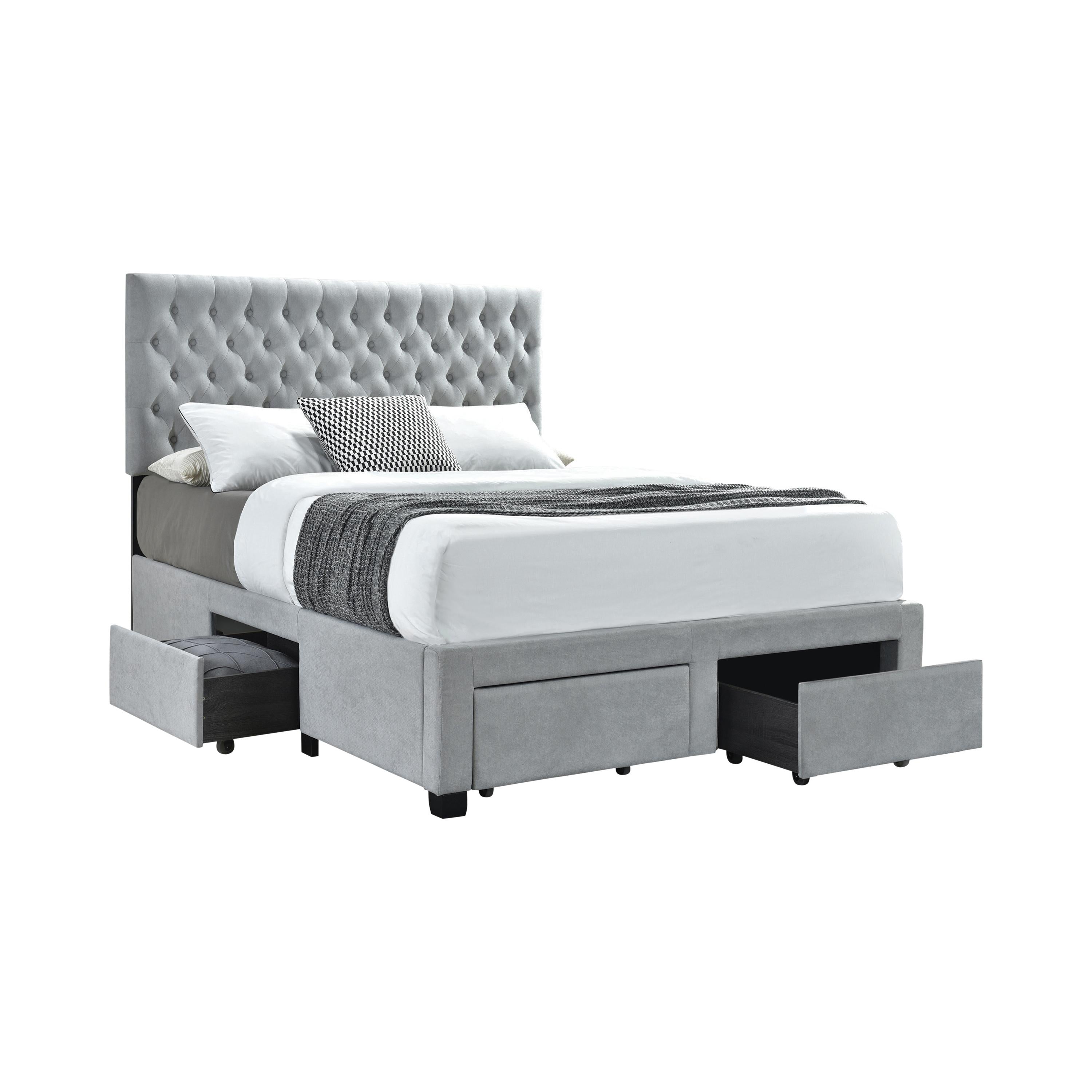 Coaster Furniture Soledad 305878F Upholstered Full Storage Panel Bed - Light Grey - Image 1