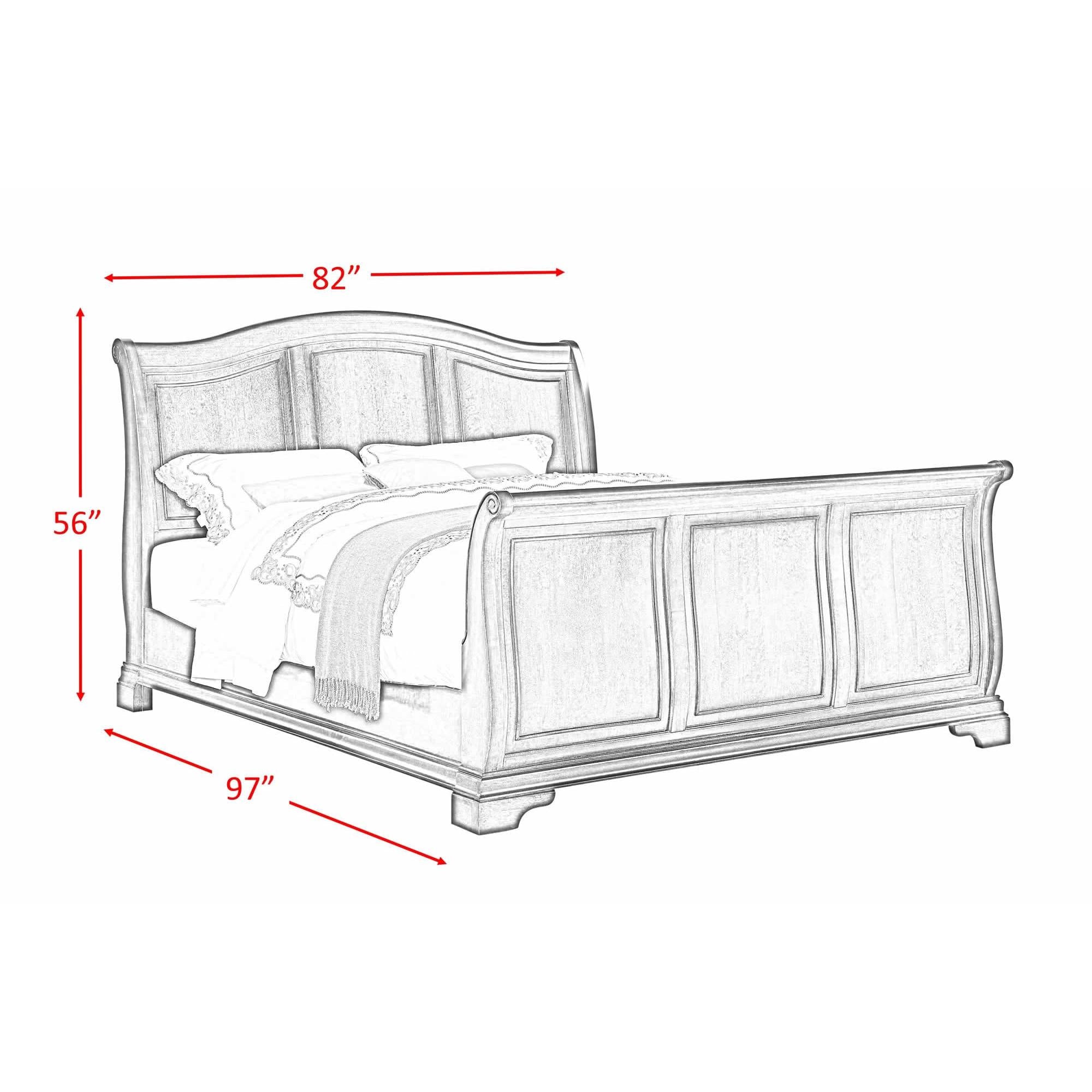 Elements International Cameron CM750KSB King Sleigh Bed - Cherry - Image 3
