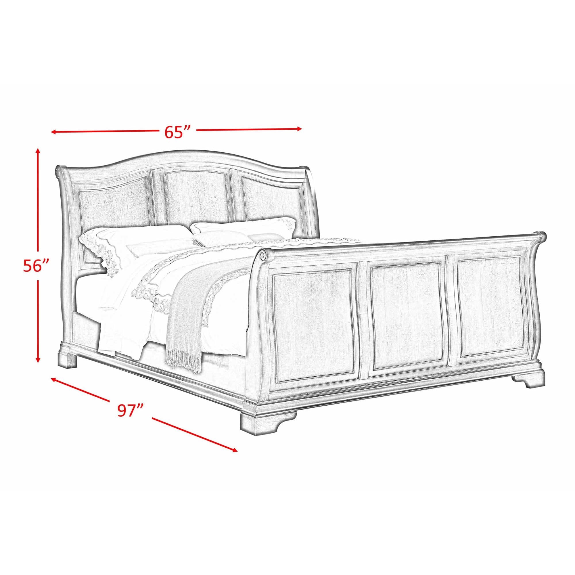 Elements International Cameron CM750QSB Queen Sleigh Bed - Cherry - Image 3