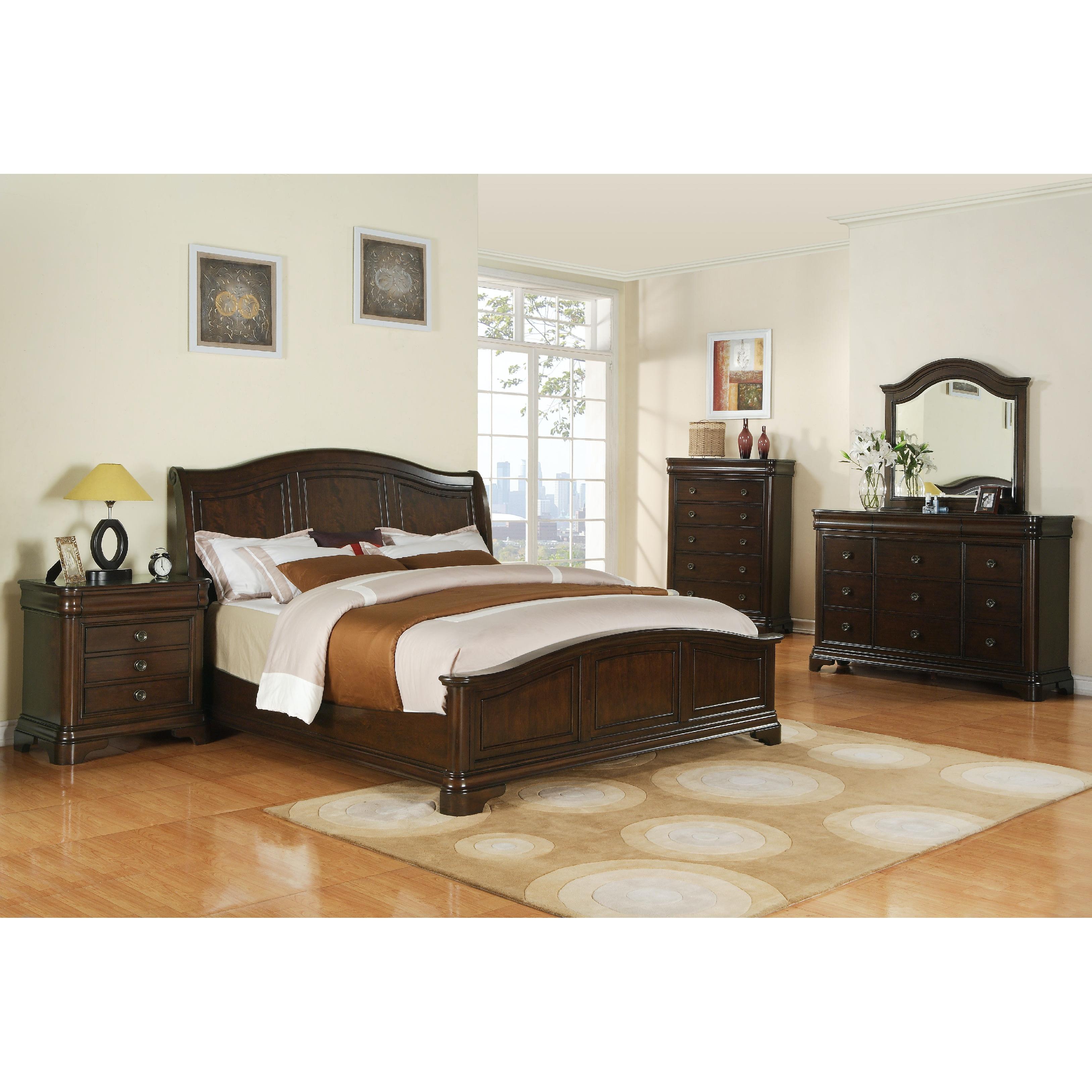 Elements International Cameron CM750KB King Panel Bed - Cherry - Image 2