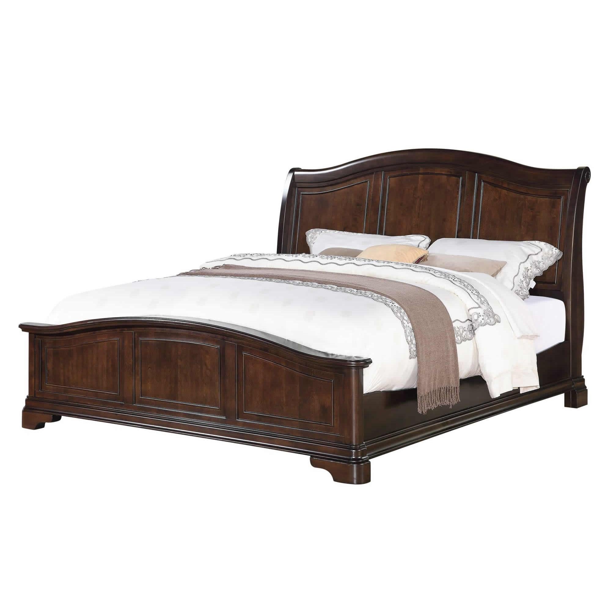 Elements International Cameron CM750QB Queen Panel Bed - Cherry - Image 1
