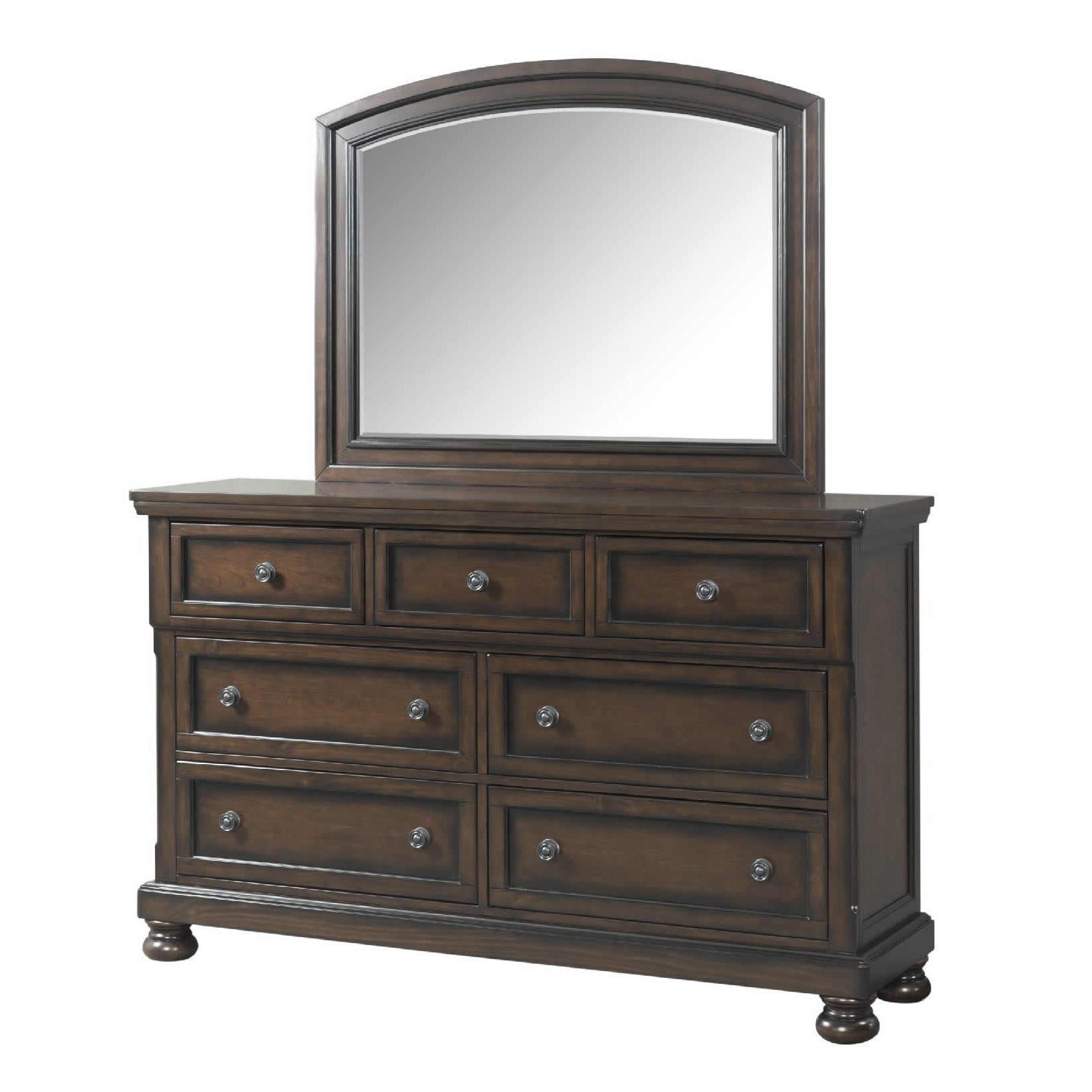 Elements International Kingston KT600DRMR Dresser and Mirror Set - Walnut - Image 1