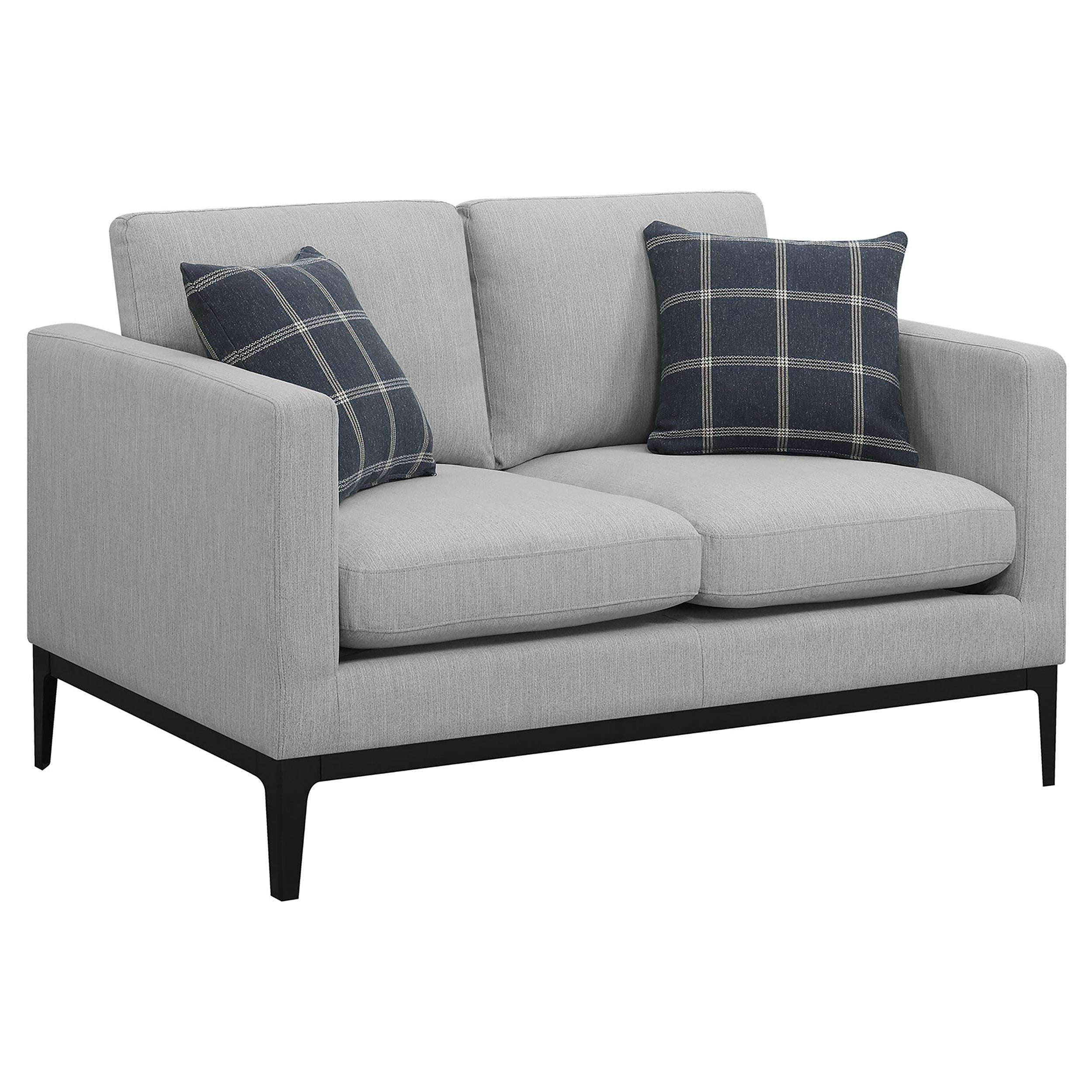 Coaster Furniture Apperson 508682 Upholstered Track Arm Loveseat – Light Grey