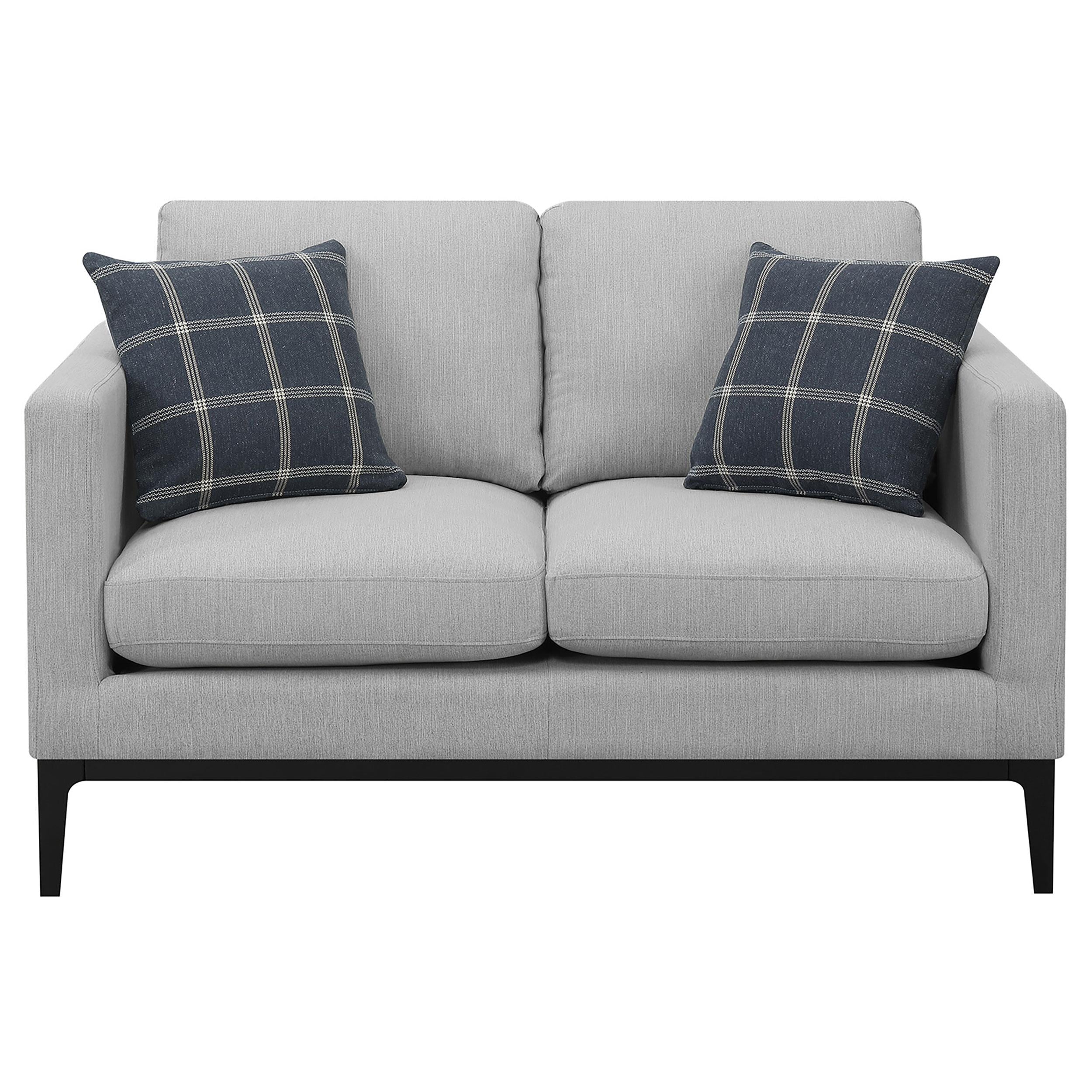 Coaster Furniture Apperson 508682 Upholstered Track Arm Loveseat - Light Grey - Image 2