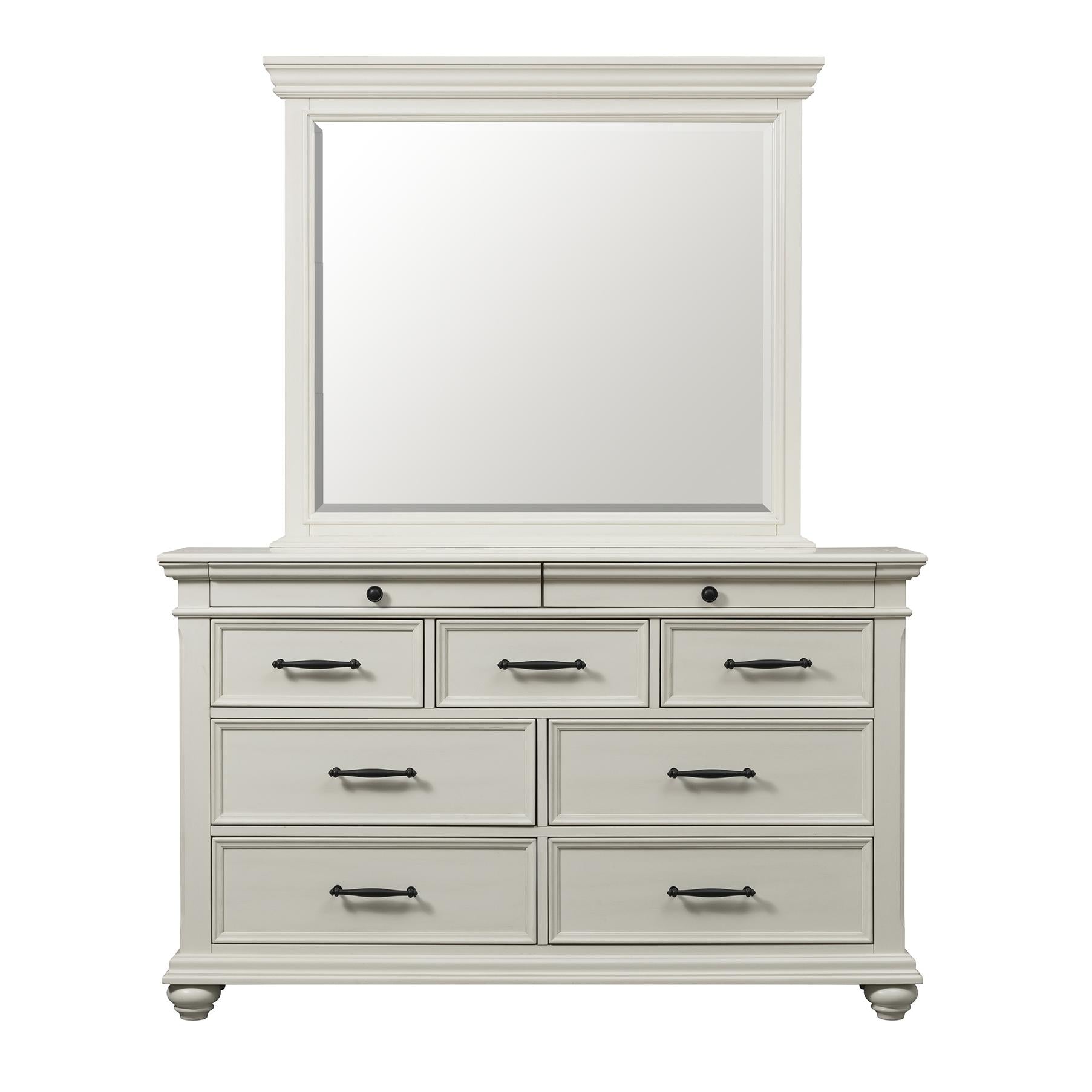 Elements International Slater SR600DRMR Dresser with Mirror - White - Image 2