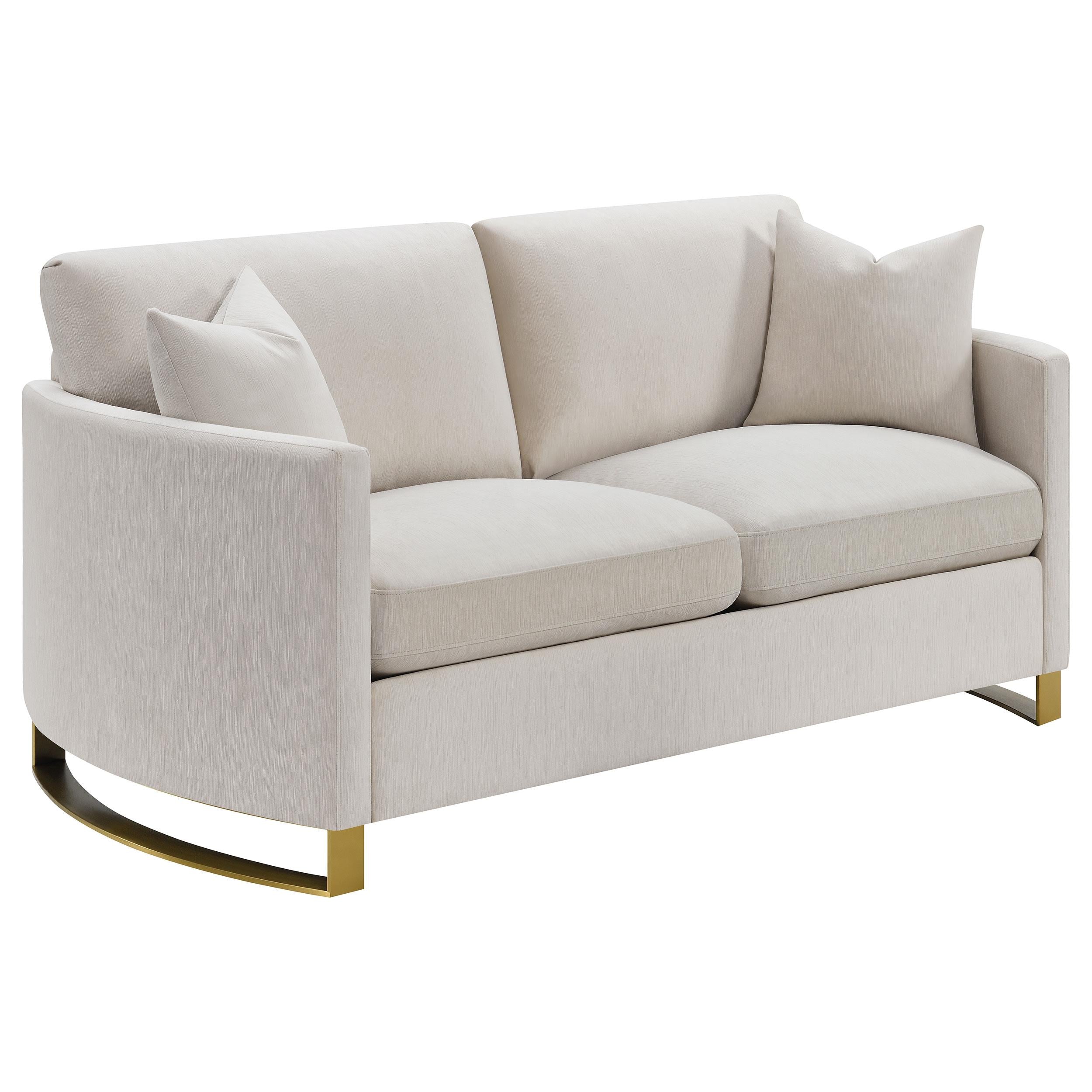 Coaster Furniture Corliss 508822 Upholstered Curved Track Arm Loveseat – Beige