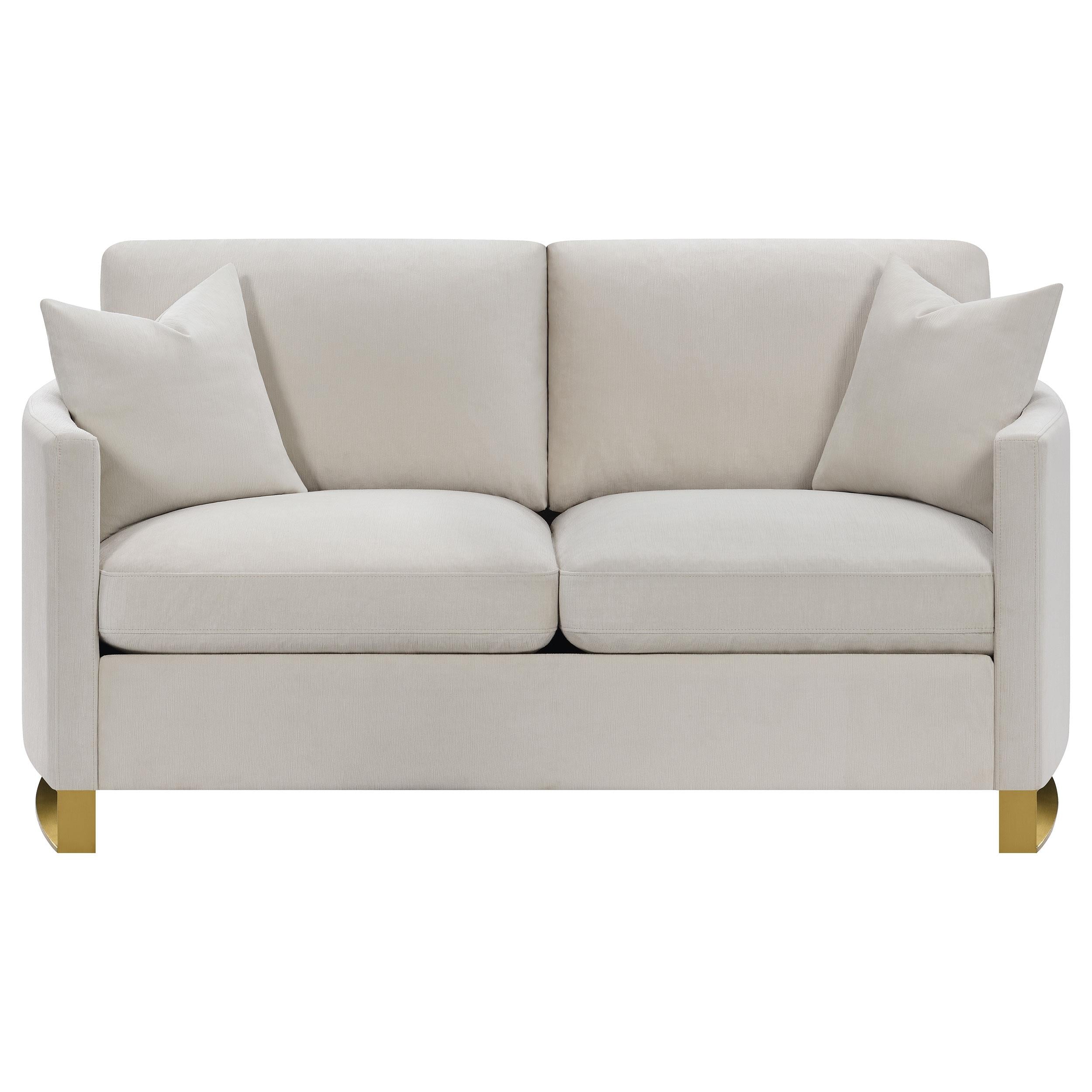 Coaster Furniture Corliss 508822 Upholstered Curved Track Arm Loveseat - Beige - Image 2