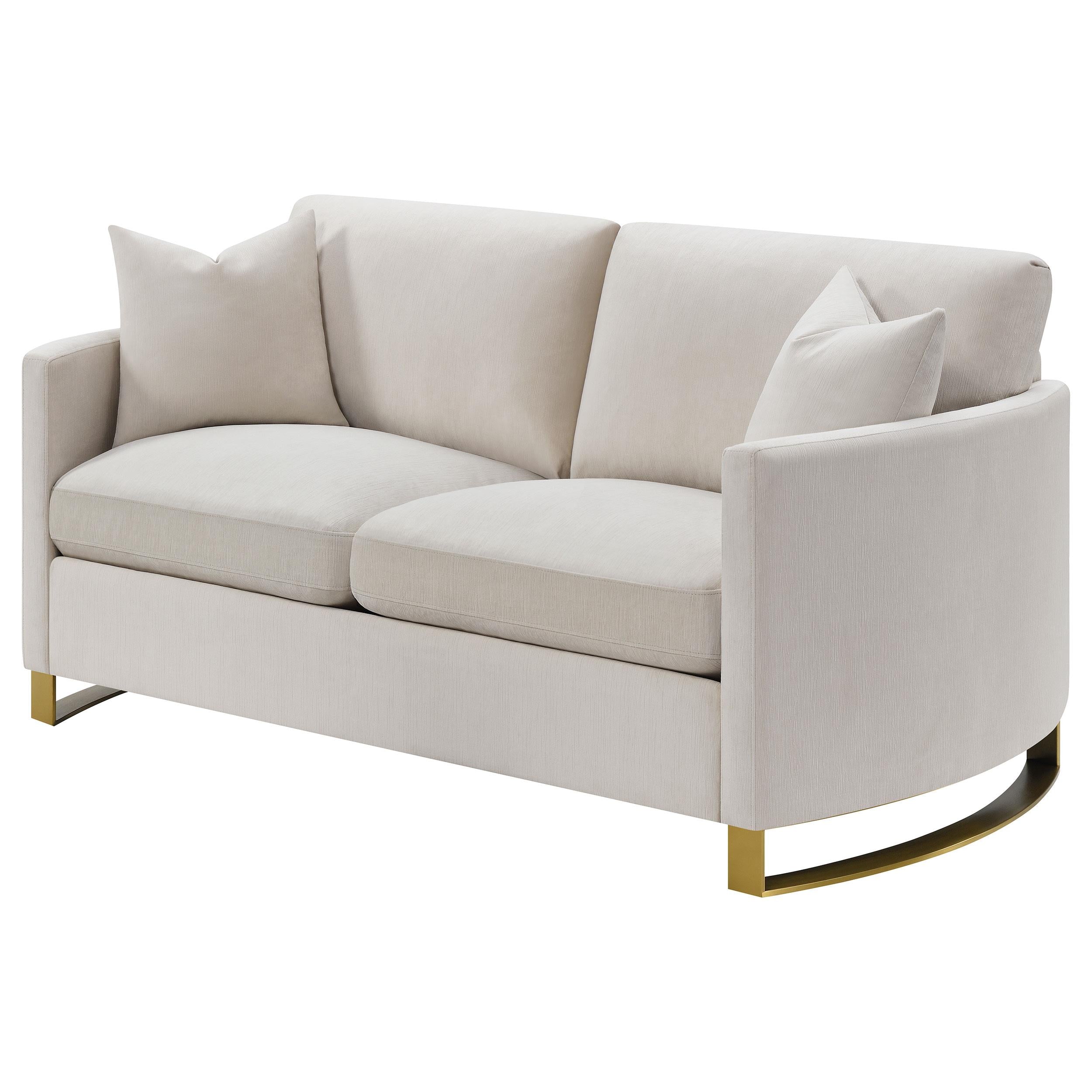 Coaster Furniture Corliss 508822 Upholstered Curved Track Arm Loveseat - Beige - Image 3