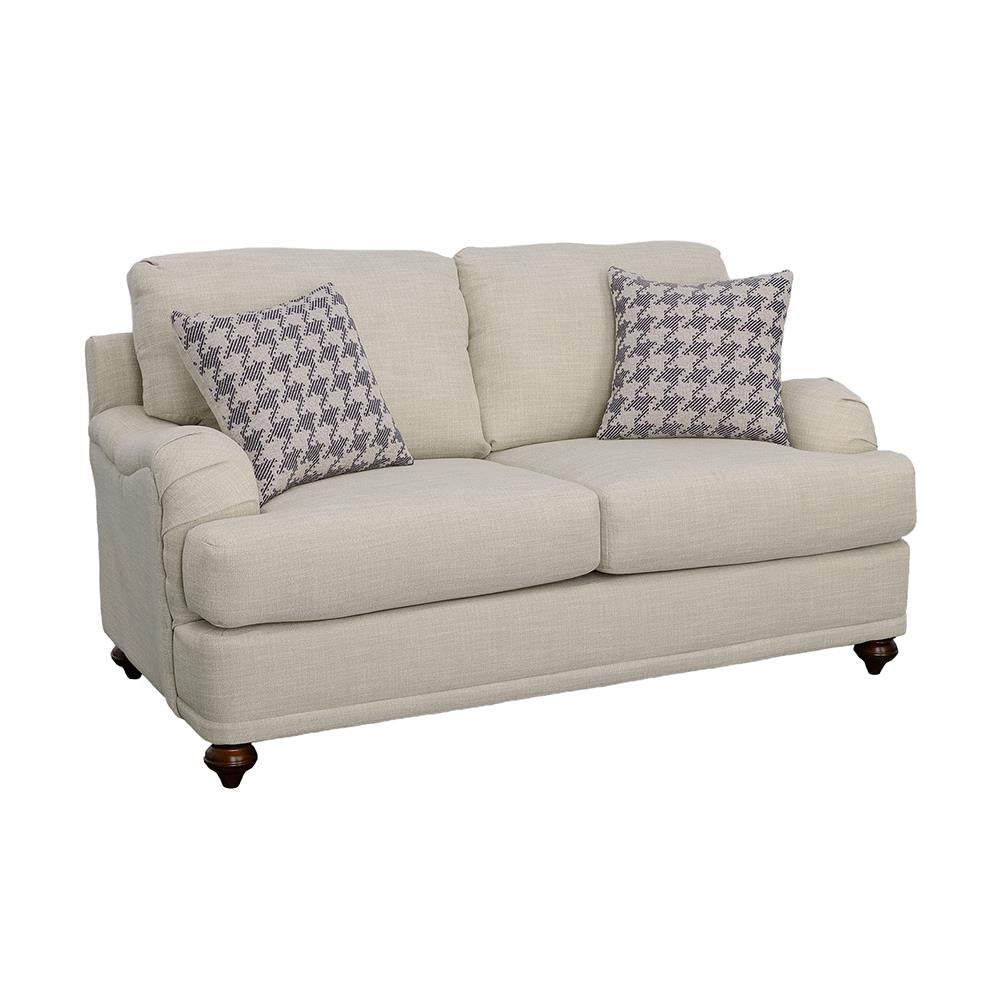 Coaster Furniture Glenn 511092 Upholstered English Arm Loveseat – Light Grey and Blue