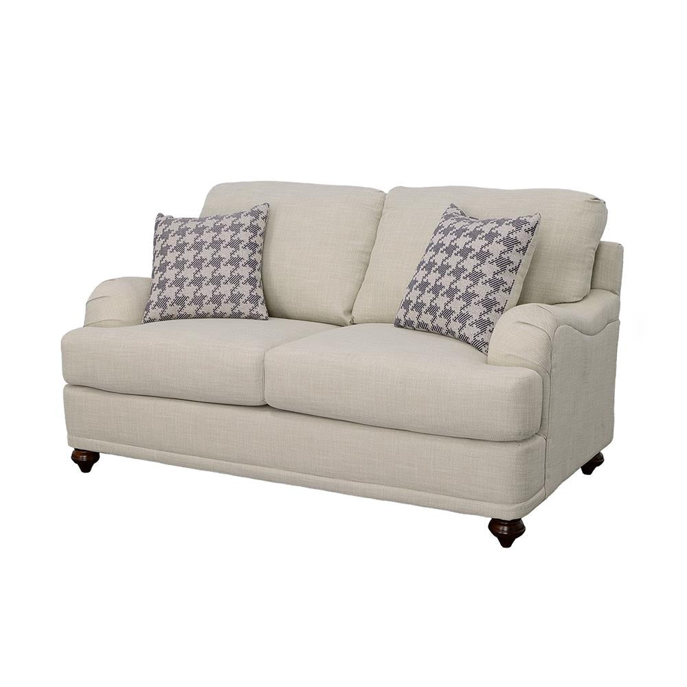 Coaster Furniture Glenn 511092 Upholstered English Arm Loveseat - Light Grey and Blue - Image 3