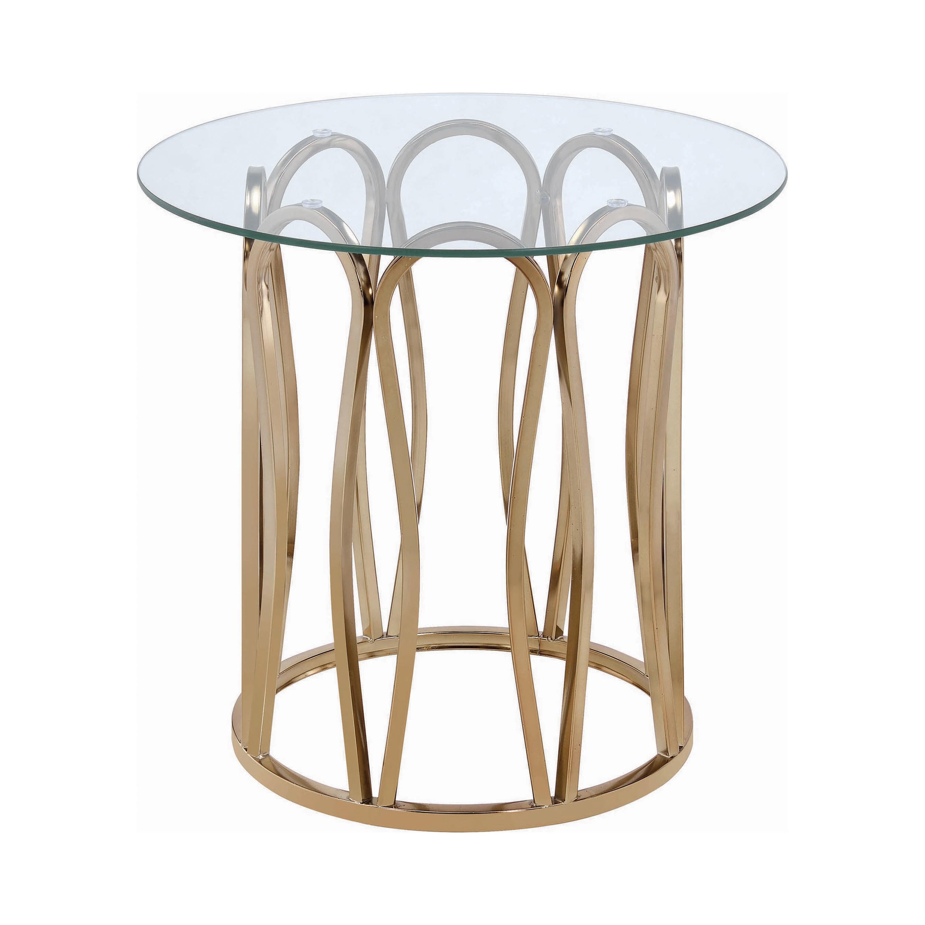 Coaster Furniture Monett 708057 Round Glass Top Side End Table - Chocolate Chrome - Image 1