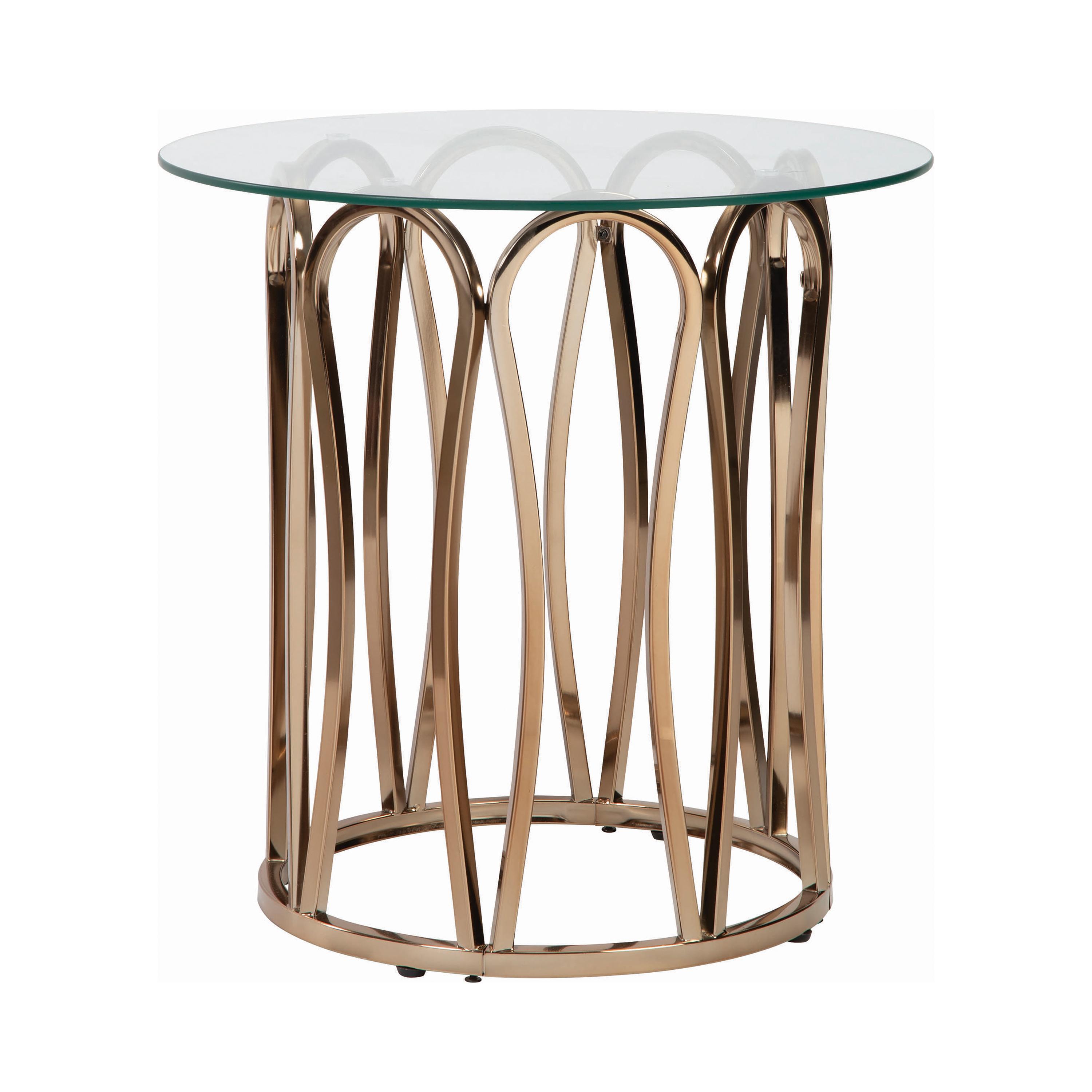 Coaster Furniture Monett 708057 Round Glass Top Side End Table - Chocolate Chrome - Image 2