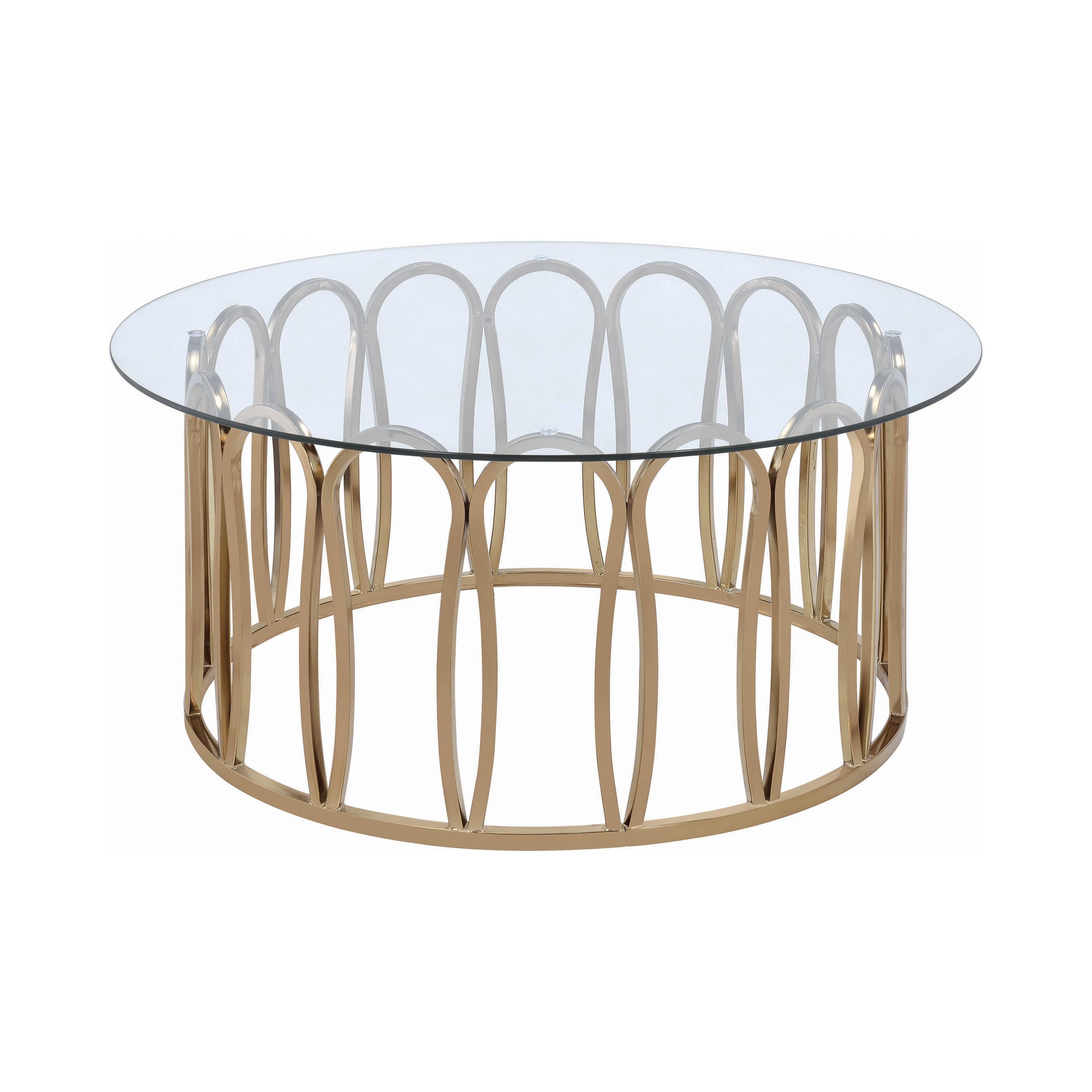 Coaster Furniture Monett 708058 Round Glass Top Coffee Table - Chocolate Chrome - Image 1