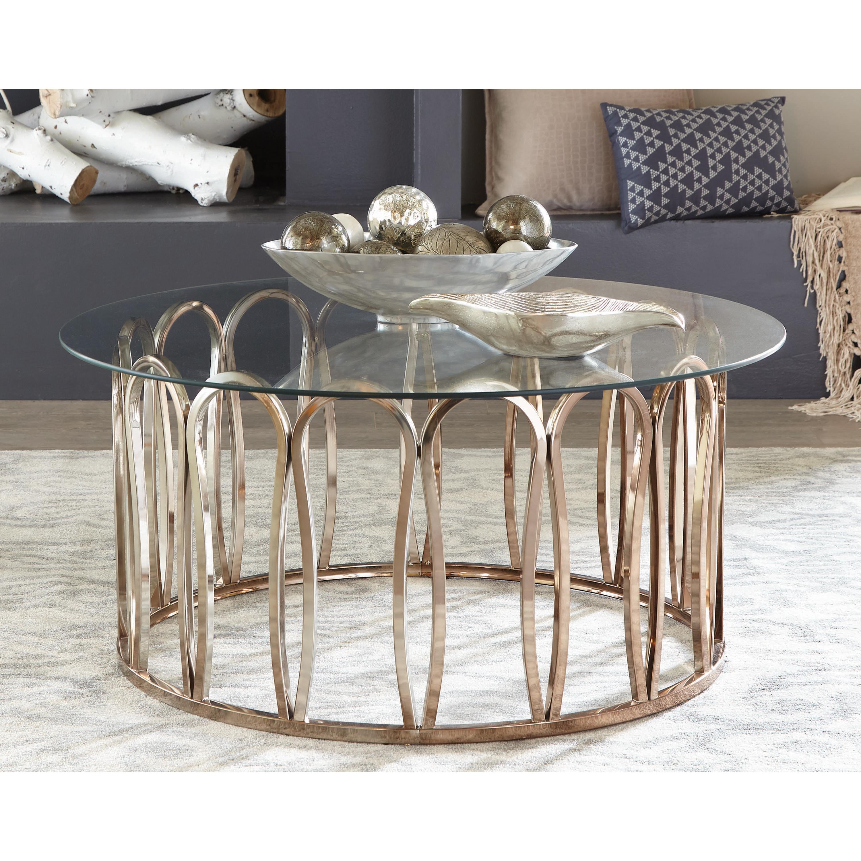 Coaster Furniture Monett 708058 Round Glass Top Coffee Table - Chocolate Chrome - Image 2