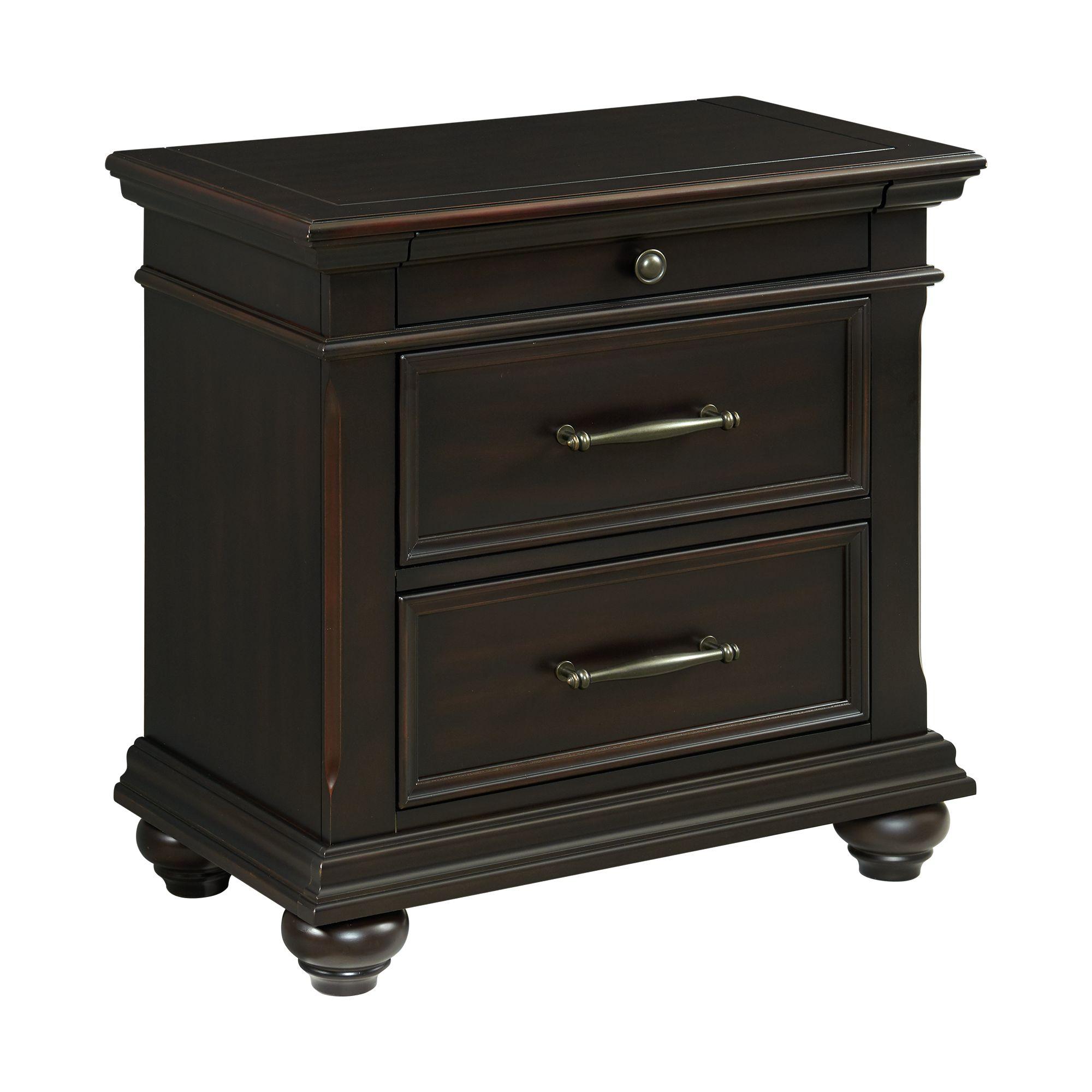 Elements International Slater SR800NS 3-Drawer Nightstand with USB Ports – Black